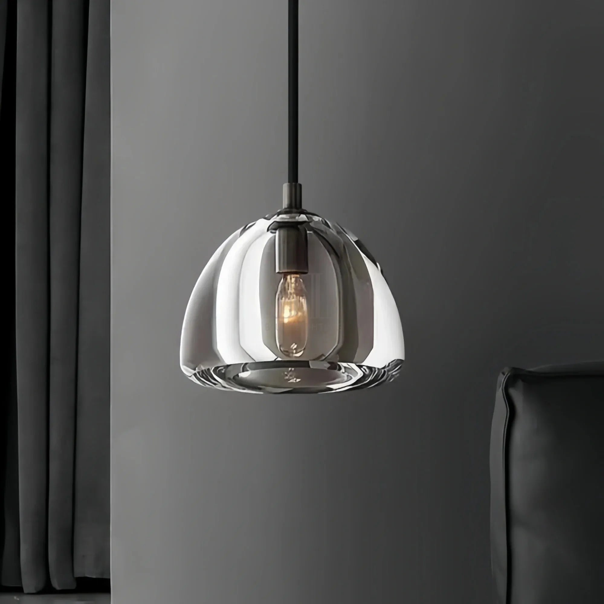 Hemisphare Crystal Glass Pendant Lamp-