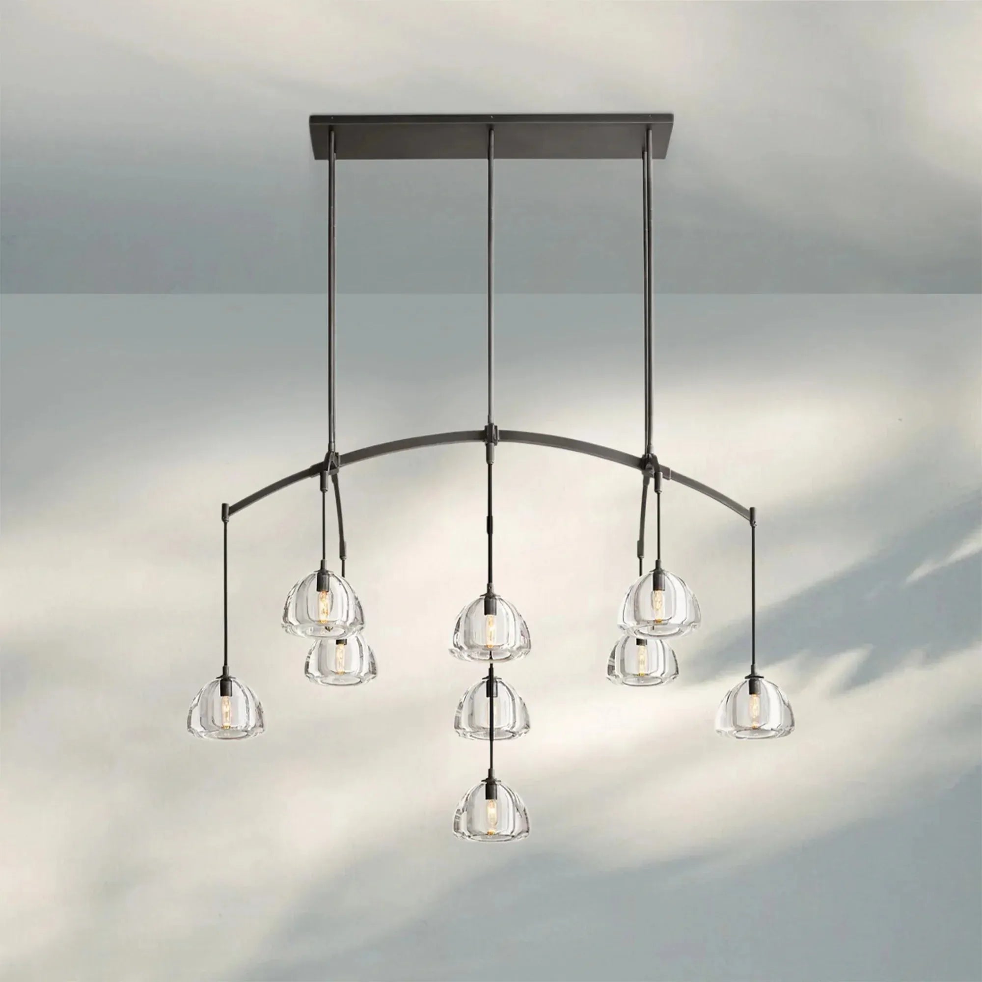 Hemisphare Linear Chandelier 54‘’ 72‘’-54''-Bronze-