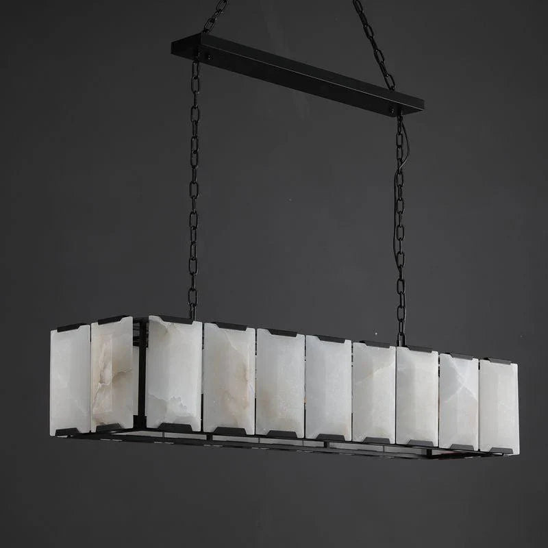 Herlow Calcite Modern Rectangular Alabaster Chandelier-Blushlighting