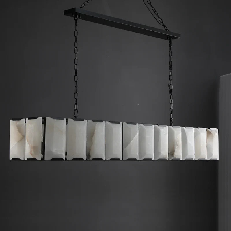 Herlow Calcite Modern Rectangular Alabaster Chandelier-Blushlighting