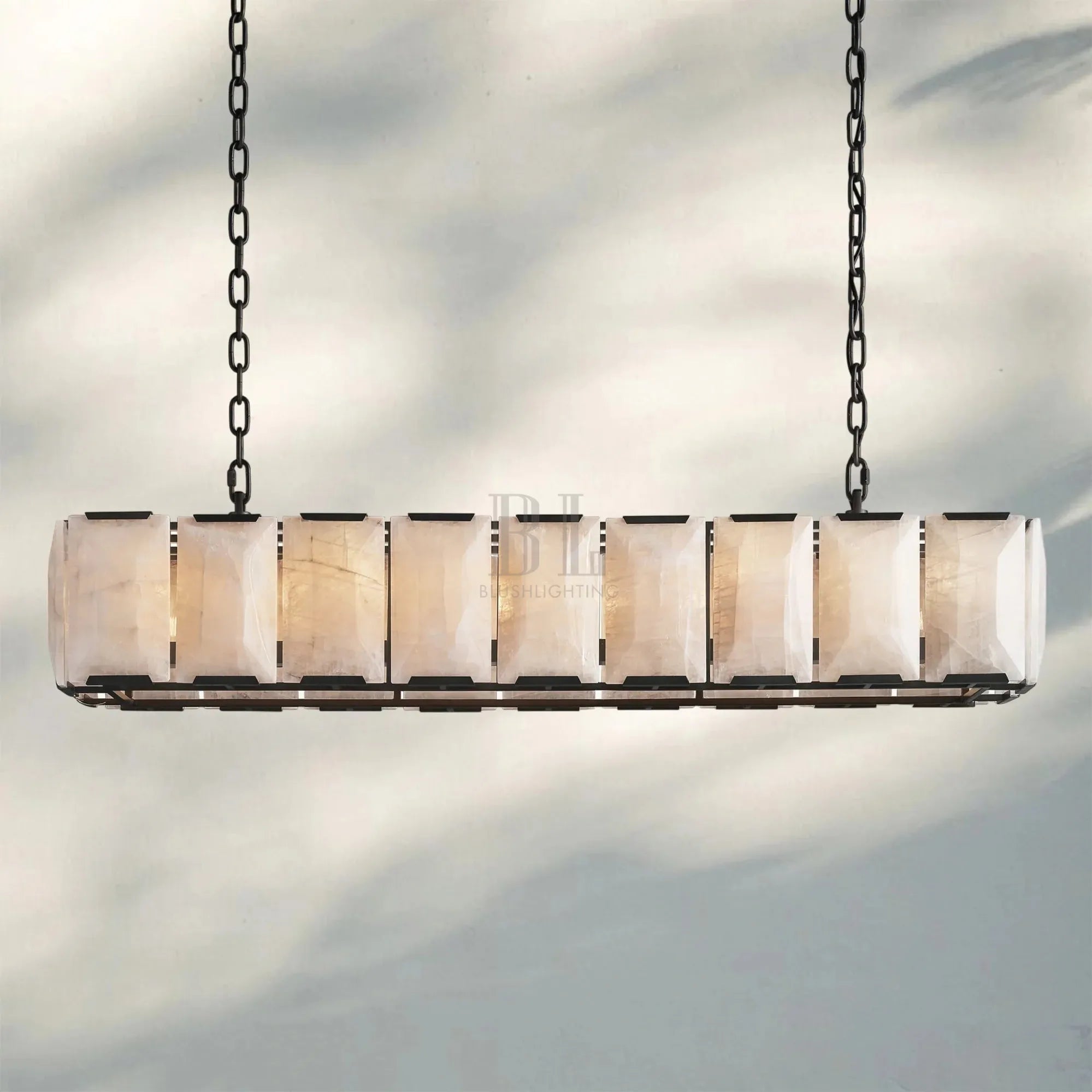 Herlow Calcite Rectangular Chandelier-Retangular 62'' 18-Light-Matte Black-