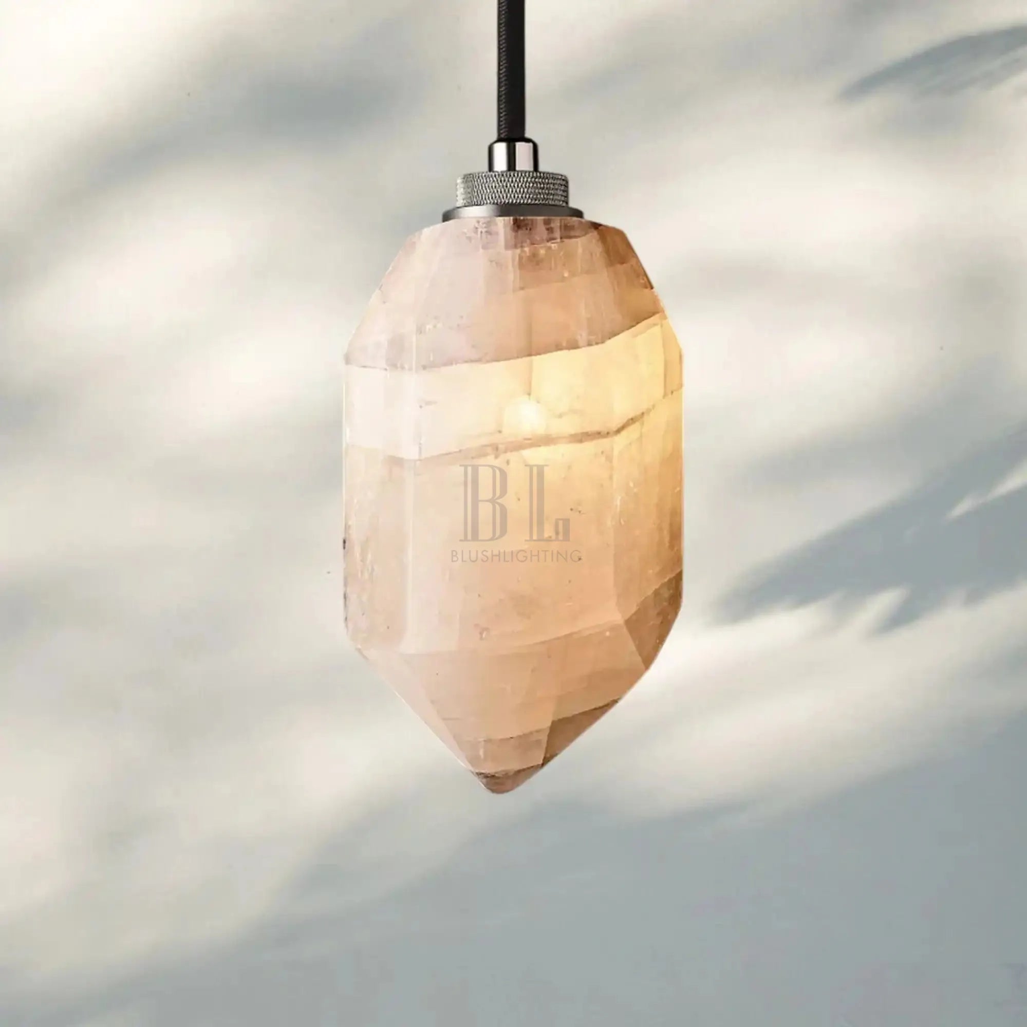 Herlow Calcite Pendant Light-Polished Stainless Steel-Blushlighting