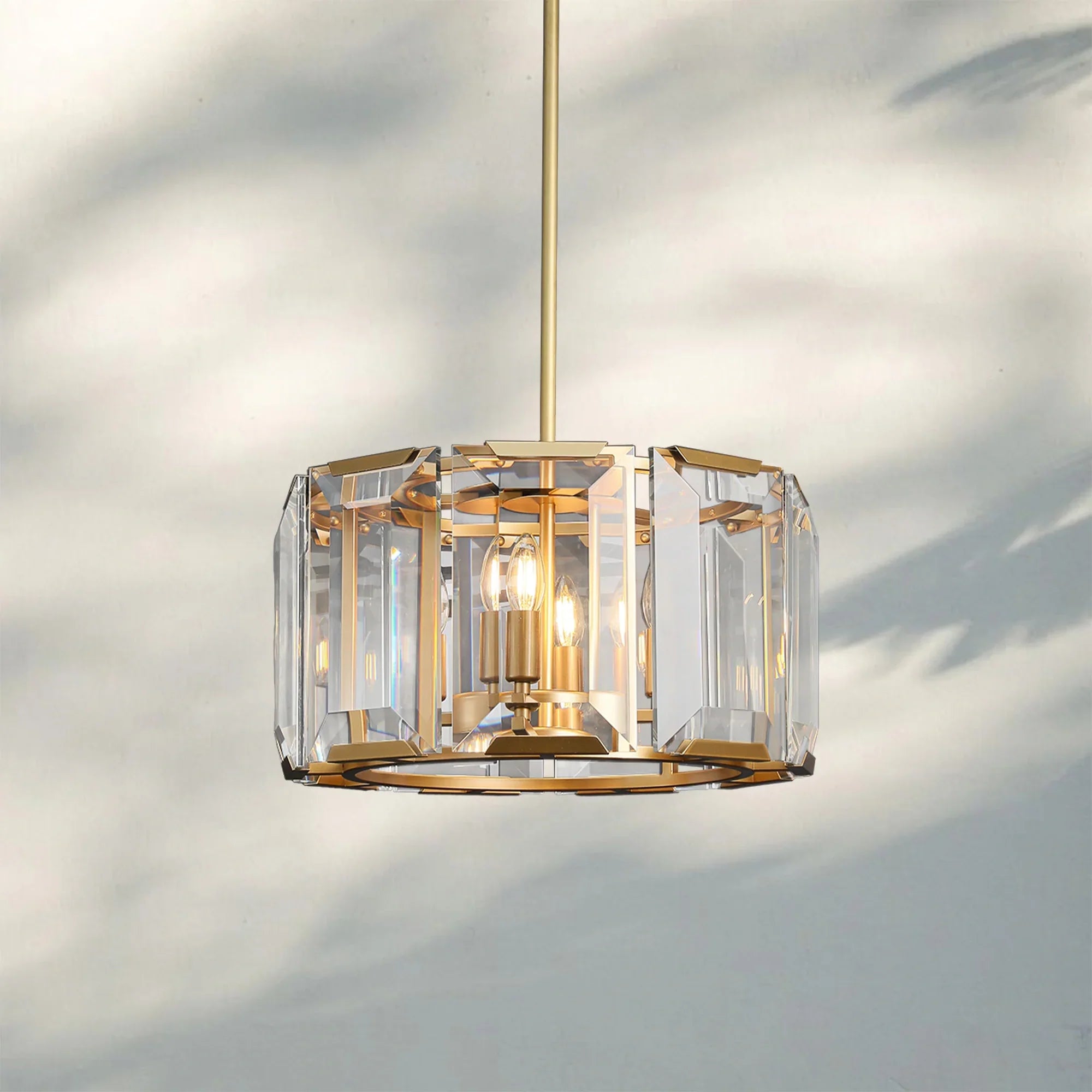 Herlow Crystal Modern Round Chandelier Elegant Ceiling Light Fixture-