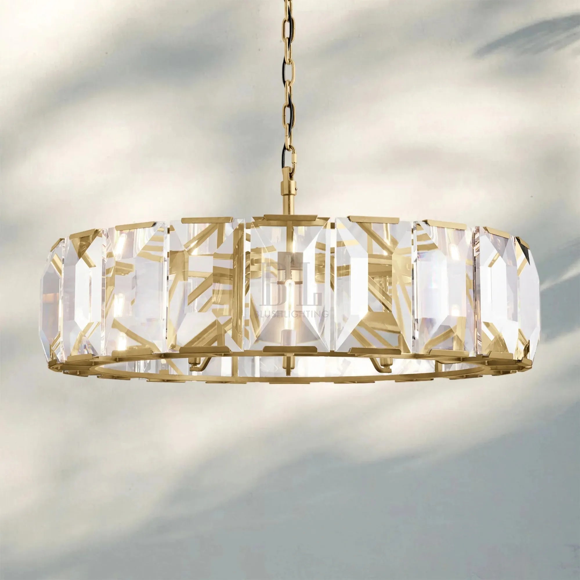 Herlow Crystal Modern Round Chandelier Elegant Ceiling Light Fixture-