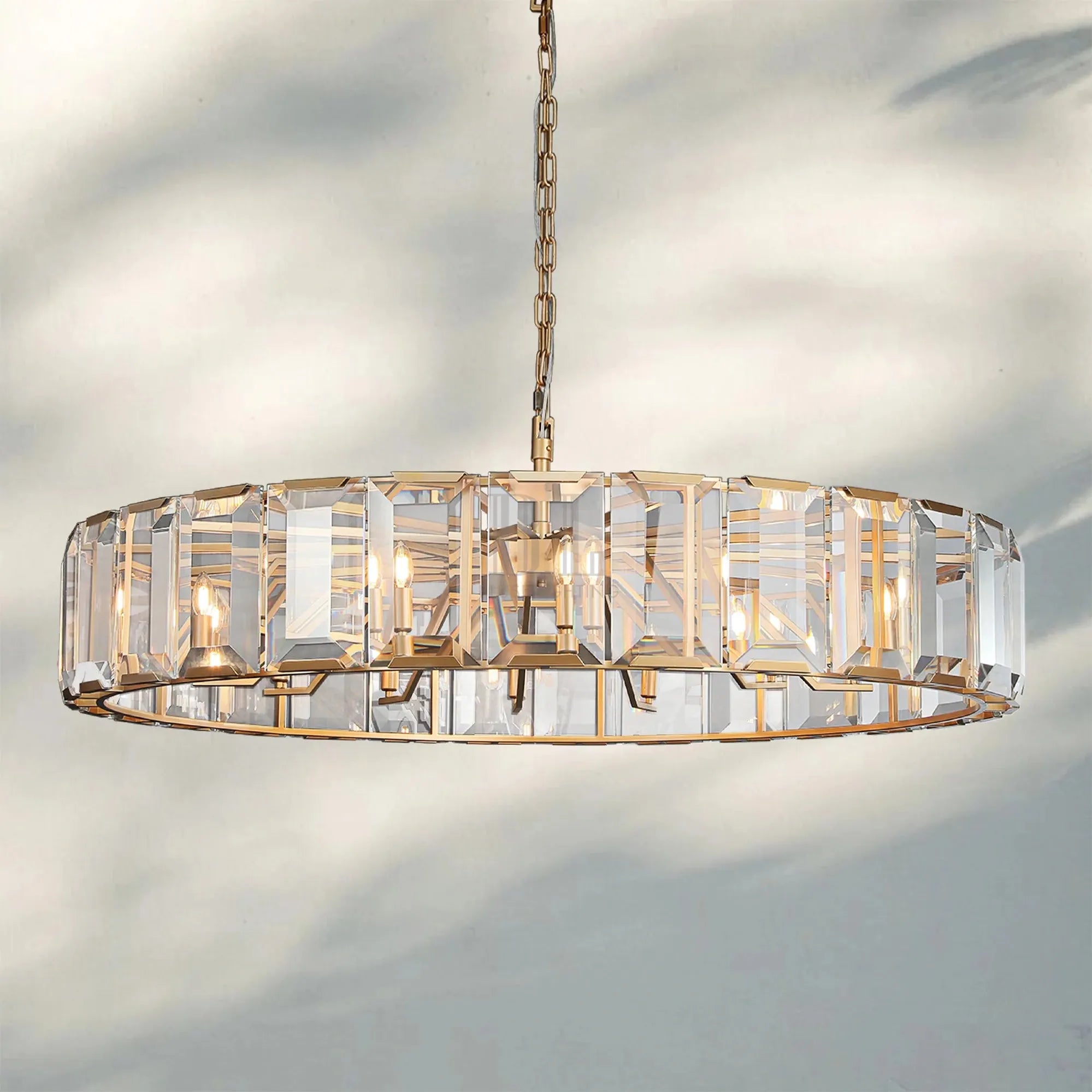 Herlow Crystal Modern Round Chandelier Elegant Ceiling Light Fixture-