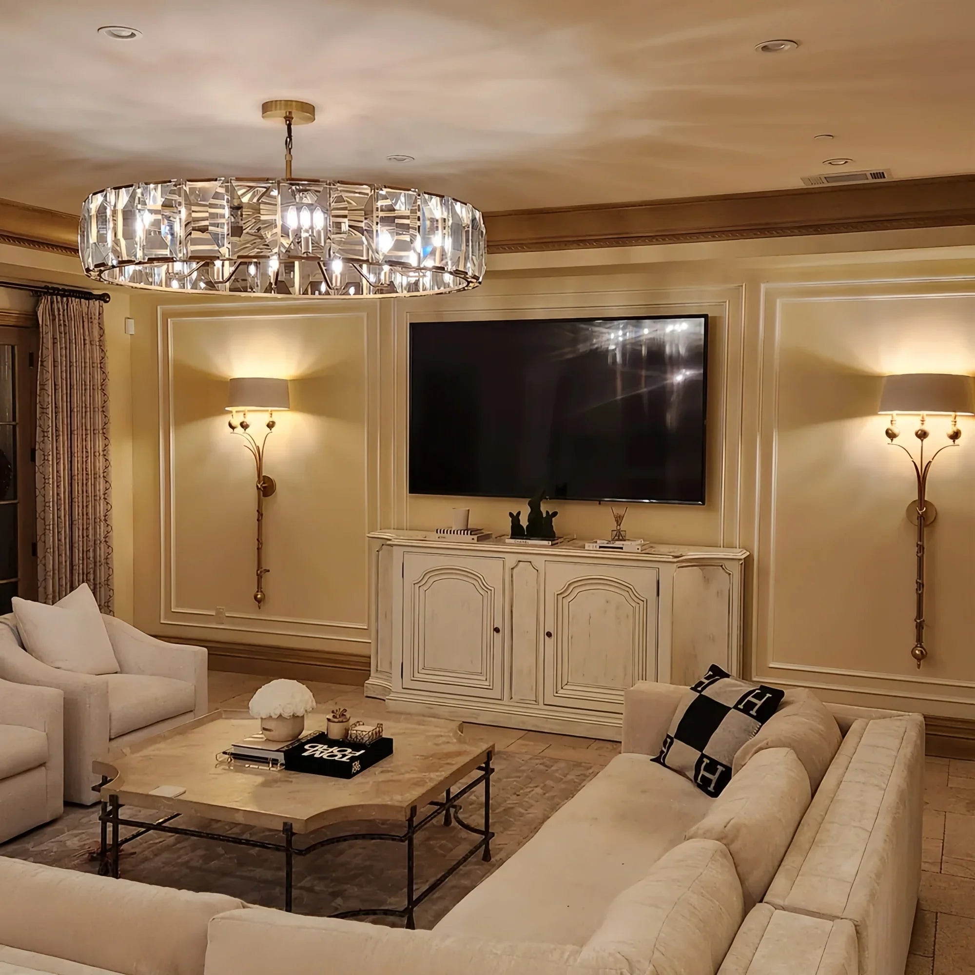 Herlow Crystal Modern Round Chandelier Elegant Ceiling Light Fixture-