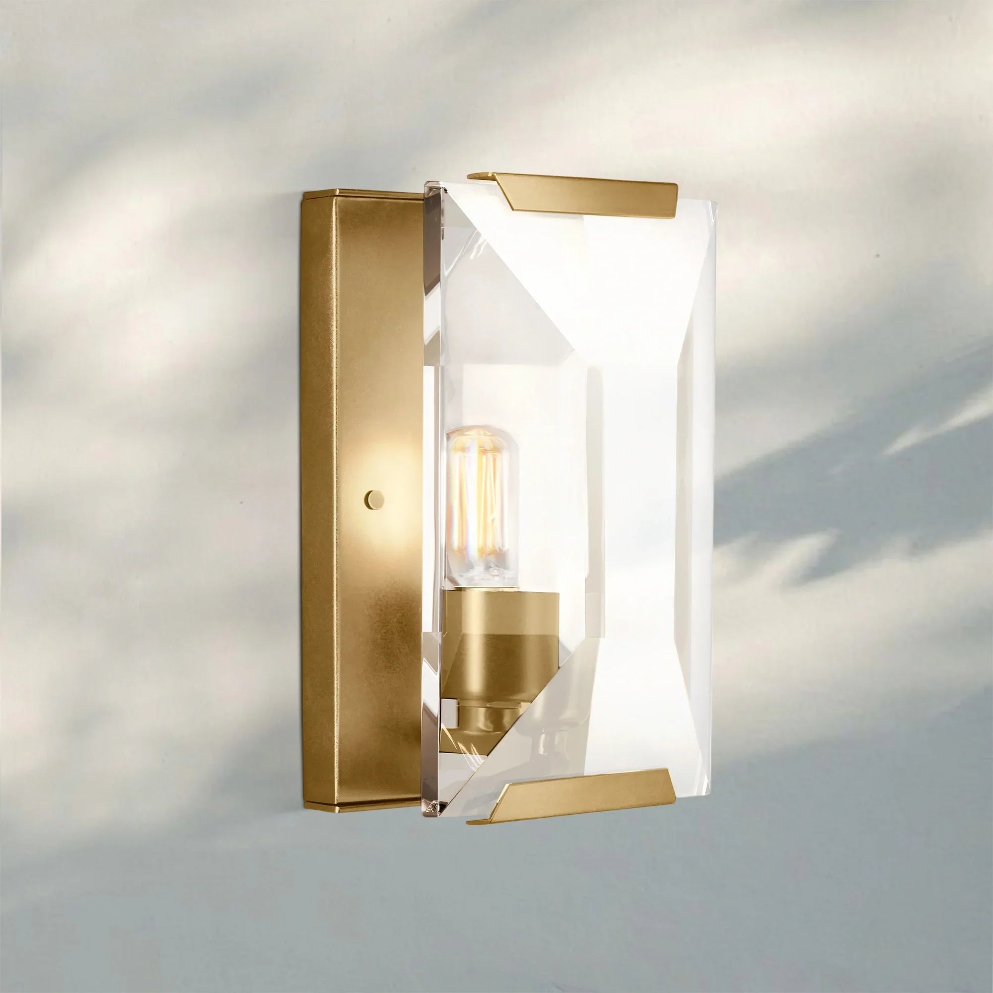 Herlow Crystal Short Wall Sconce-Lacquered Burnished Brass-