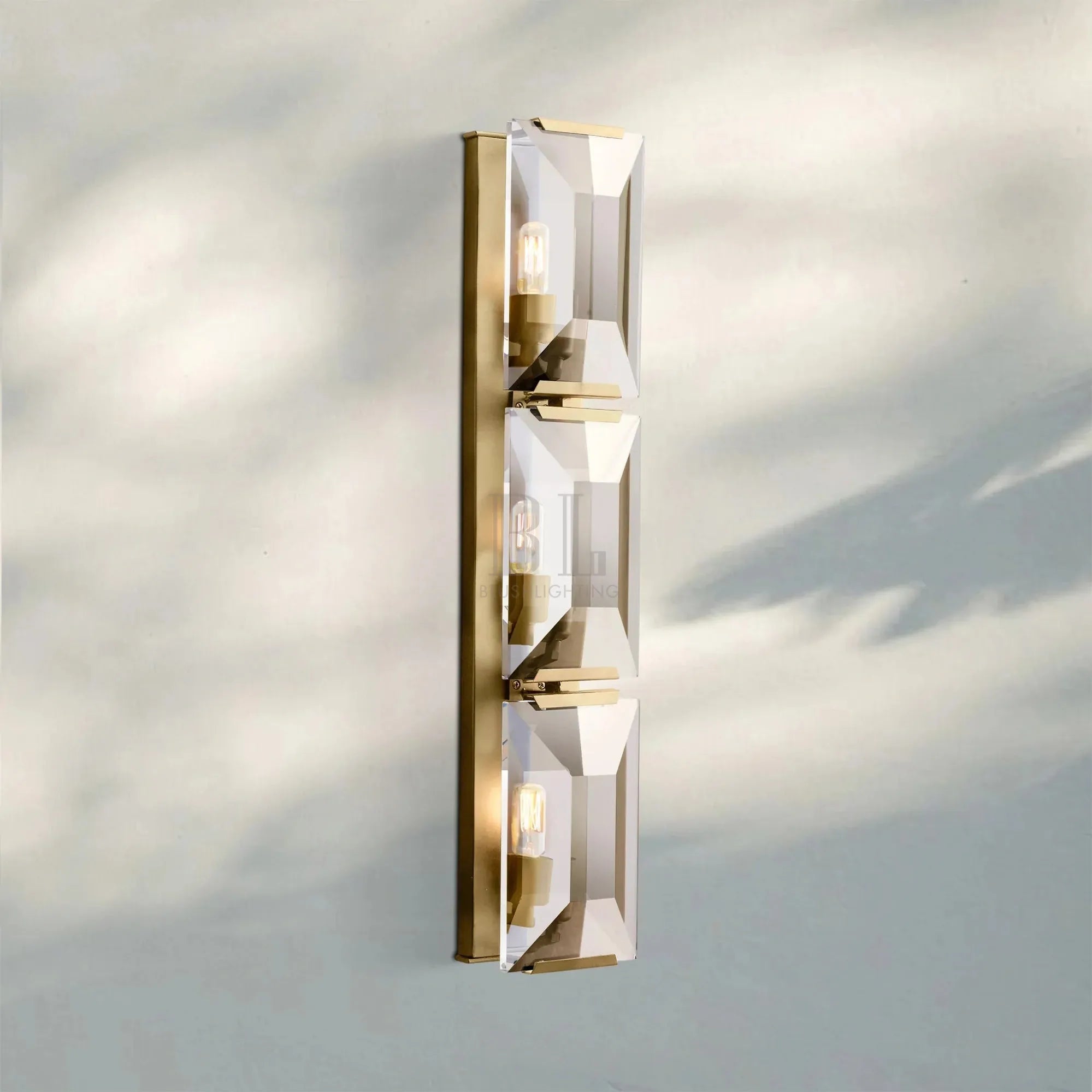 Herlow Multicurve Crystal Triple Wall Sconce-Lacquered Burnished Brass-