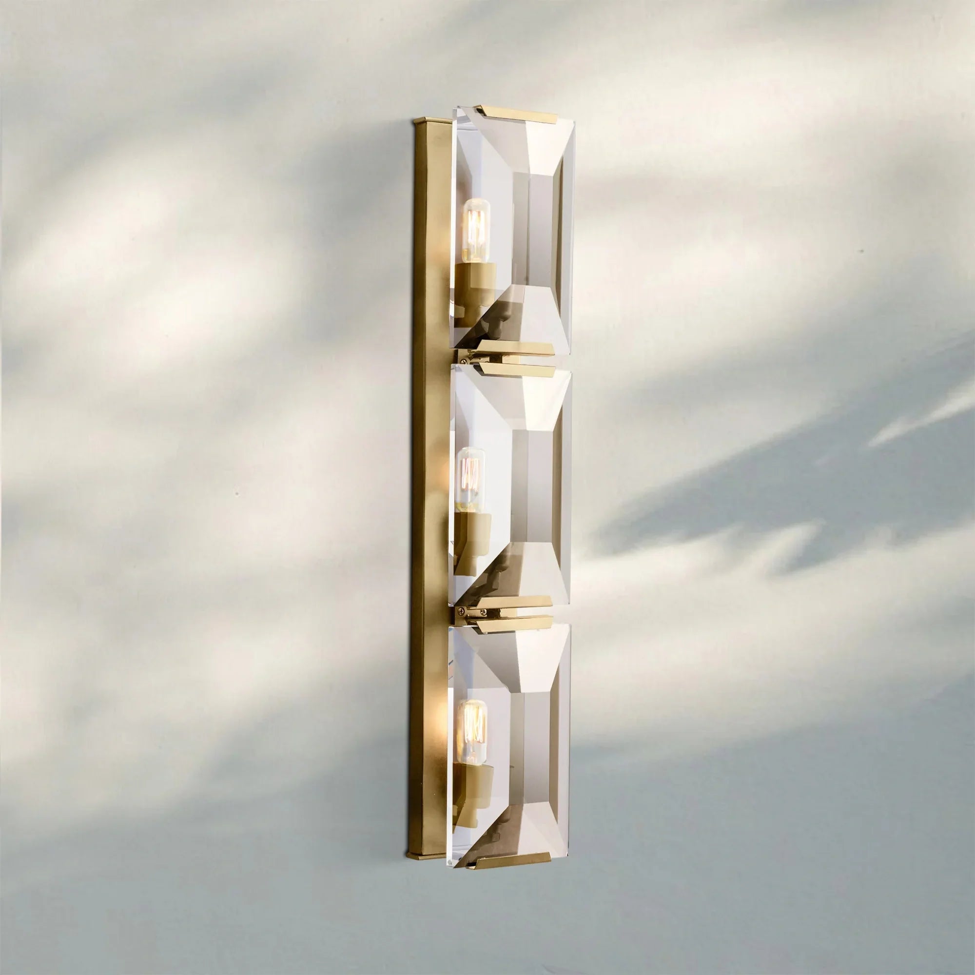 Herlow Multicurve Crystal Triple Wall Sconce-Lacquered Burnished Brass-