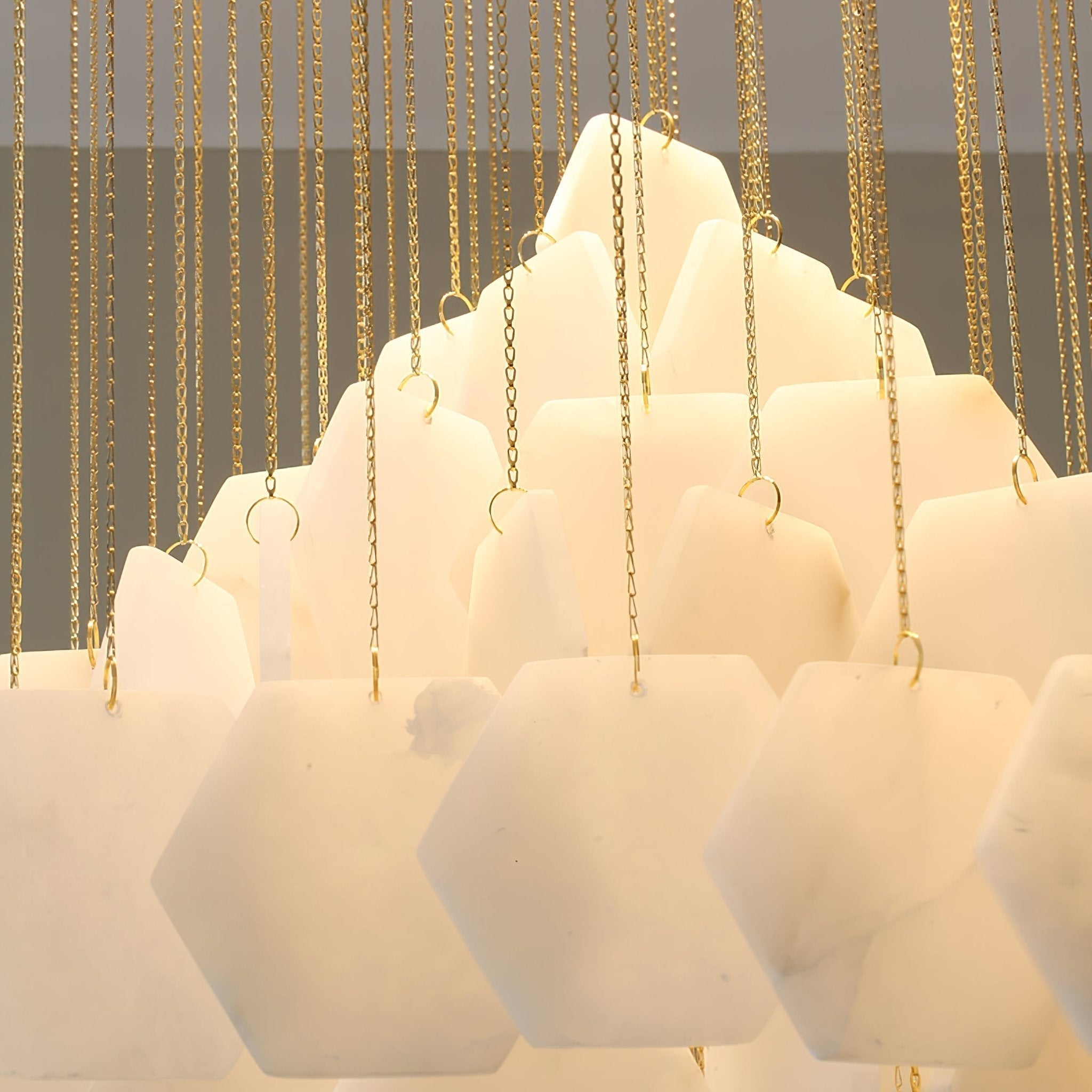 Hexa Alabaster Cascade Chandelier - ∅ 15.7″ x H 18.5″Gold & WhiteBlushlighting