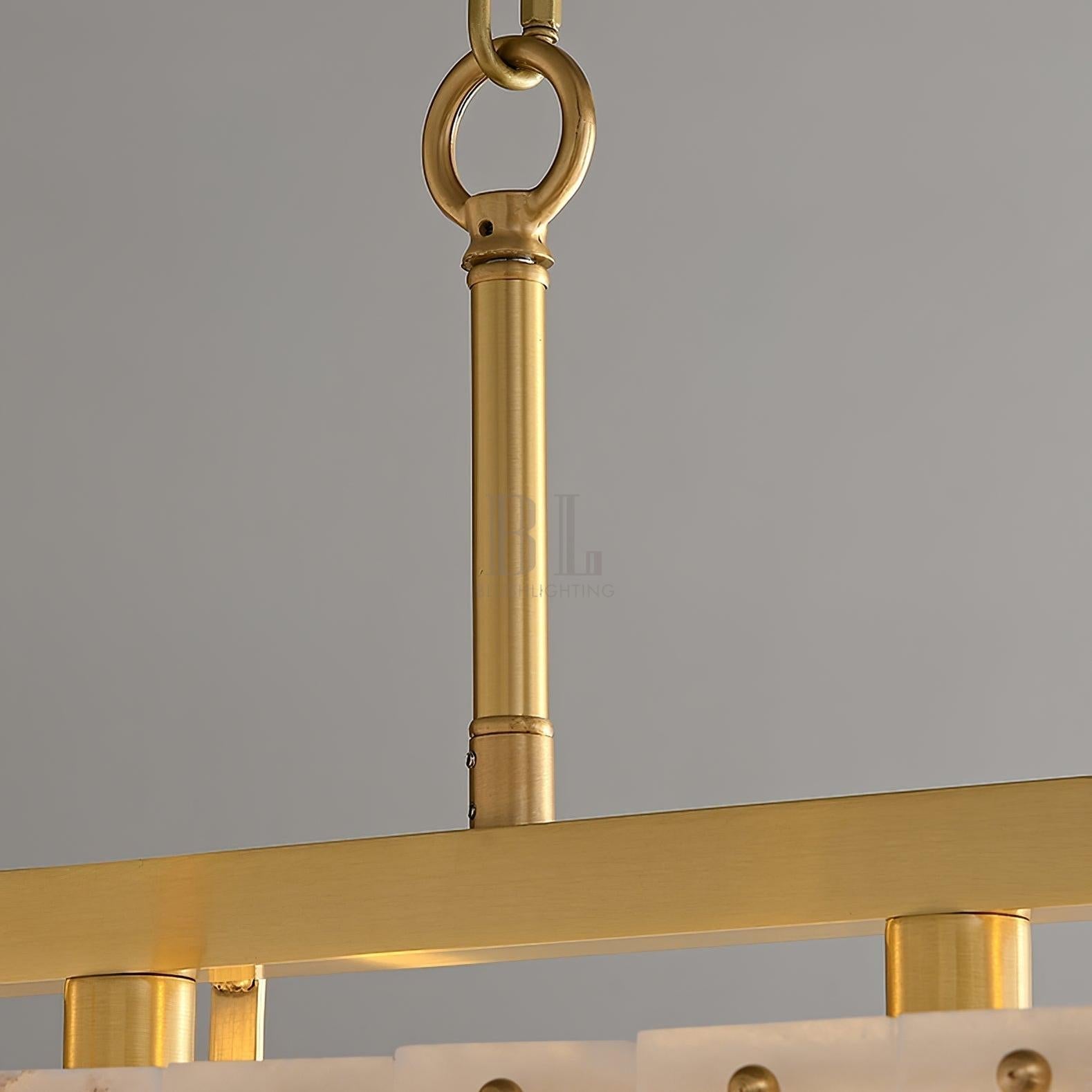 Hexa Alabaster Chandelier - L 39.4″ x W 8.3″ x H 23.6″Gold & WhiteBlushlighting