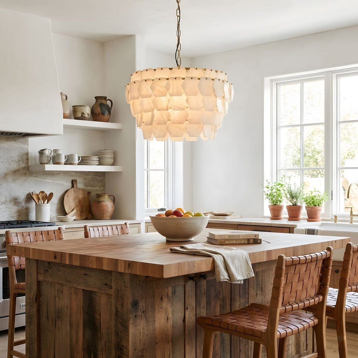 Hexa Cloud Alabaster Pendant Light - ∅ 23.6″ x H 17.7″Gold & WhiteBlushlighting