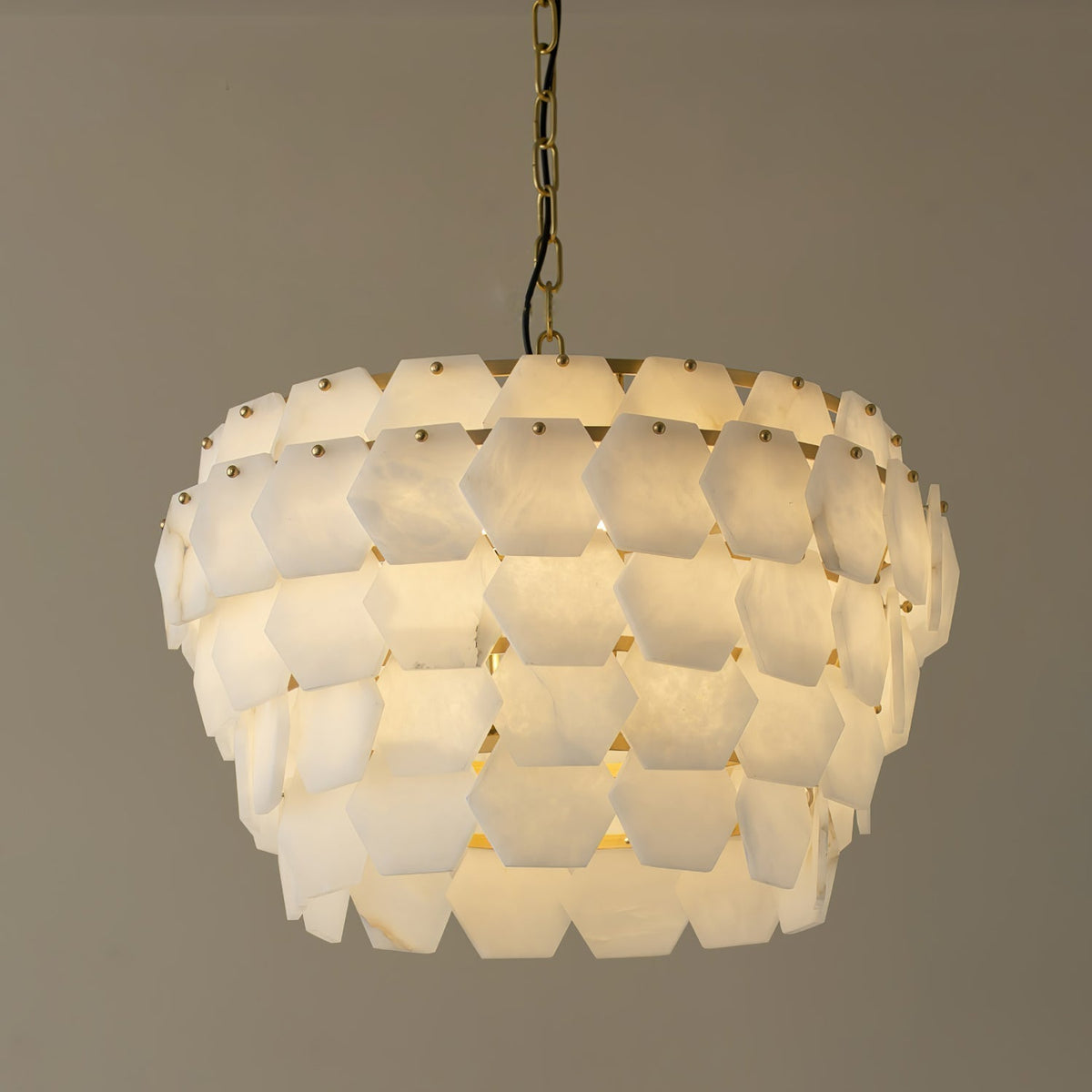 Hexa Cloud Gold & White Alabaster Pendant Light– 23.6" Diameter - Blushlighting