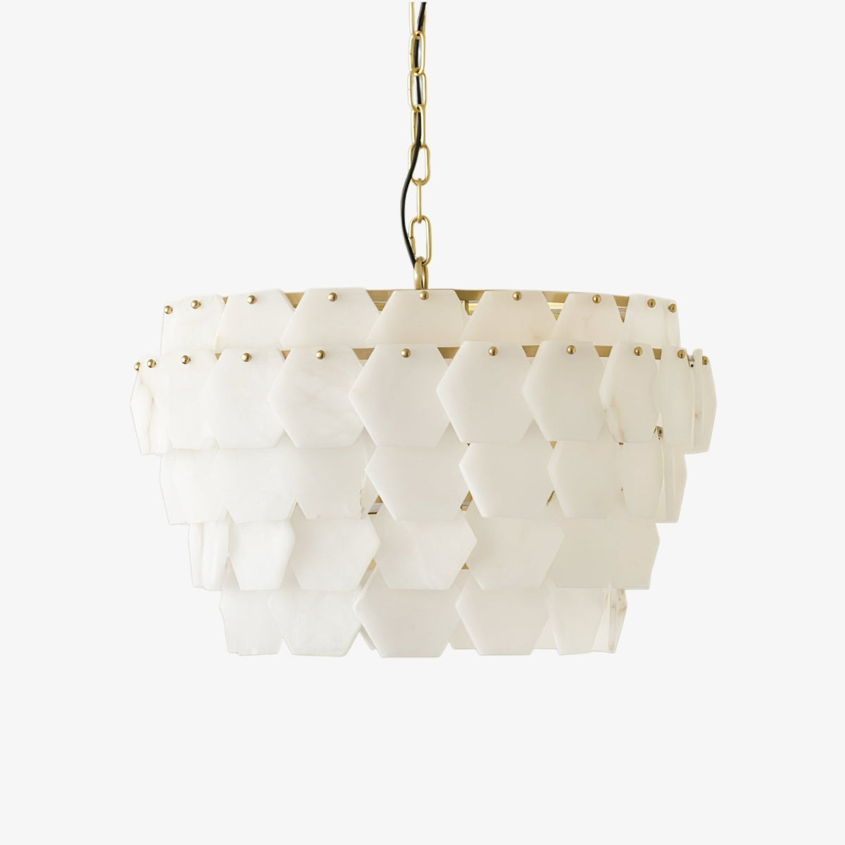 Hexa Cloud Gold & White Alabaster Pendant Light– 23.6" Diameter - Blushlighting