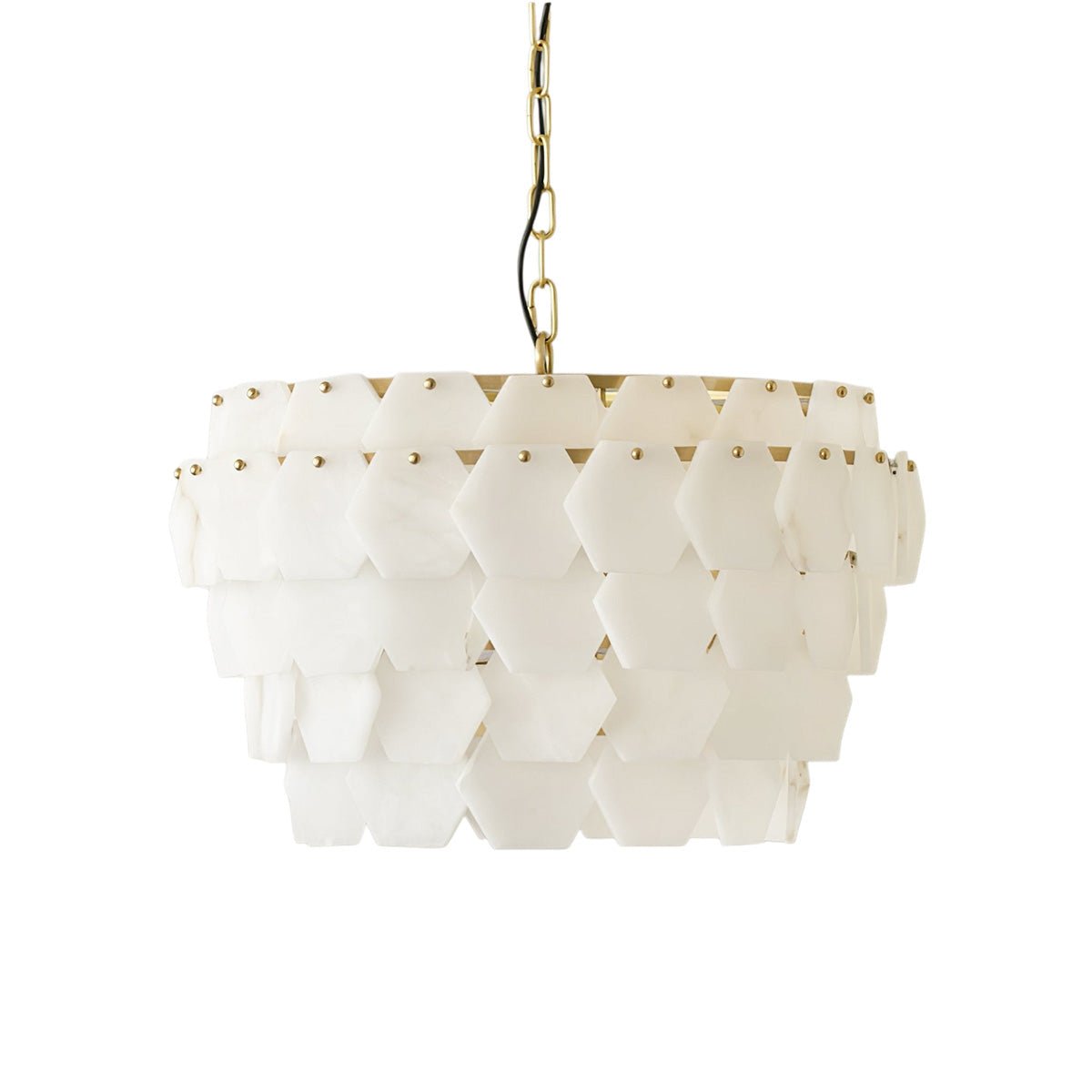 Hexa Cloud Gold & White Alabaster Pendant Light– 23.6" Diameter - Blushlighting