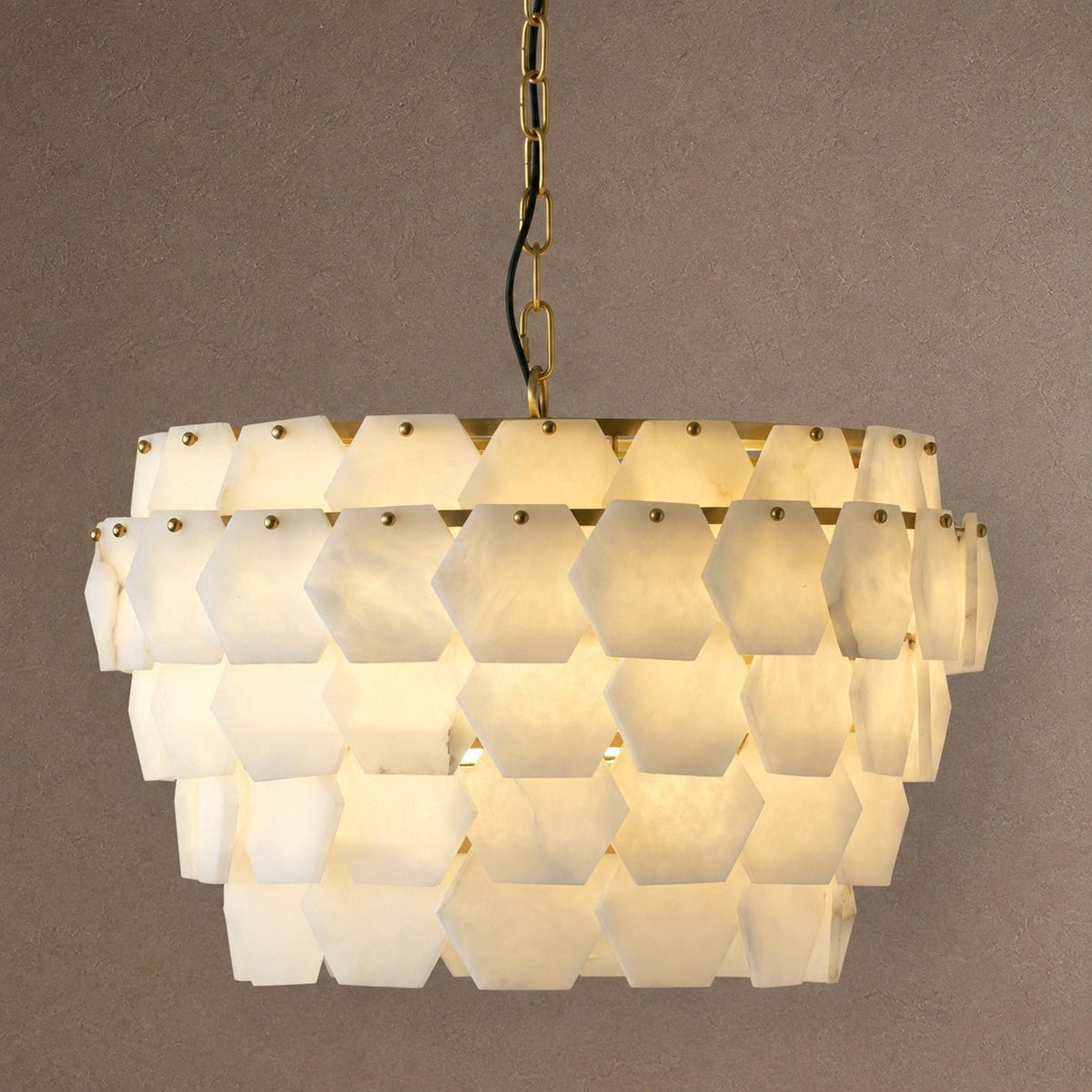 Hexa Cloud Tiered Pendant - ∅ 23.6″ x H 17.7″Gold & WhiteBlushlighting