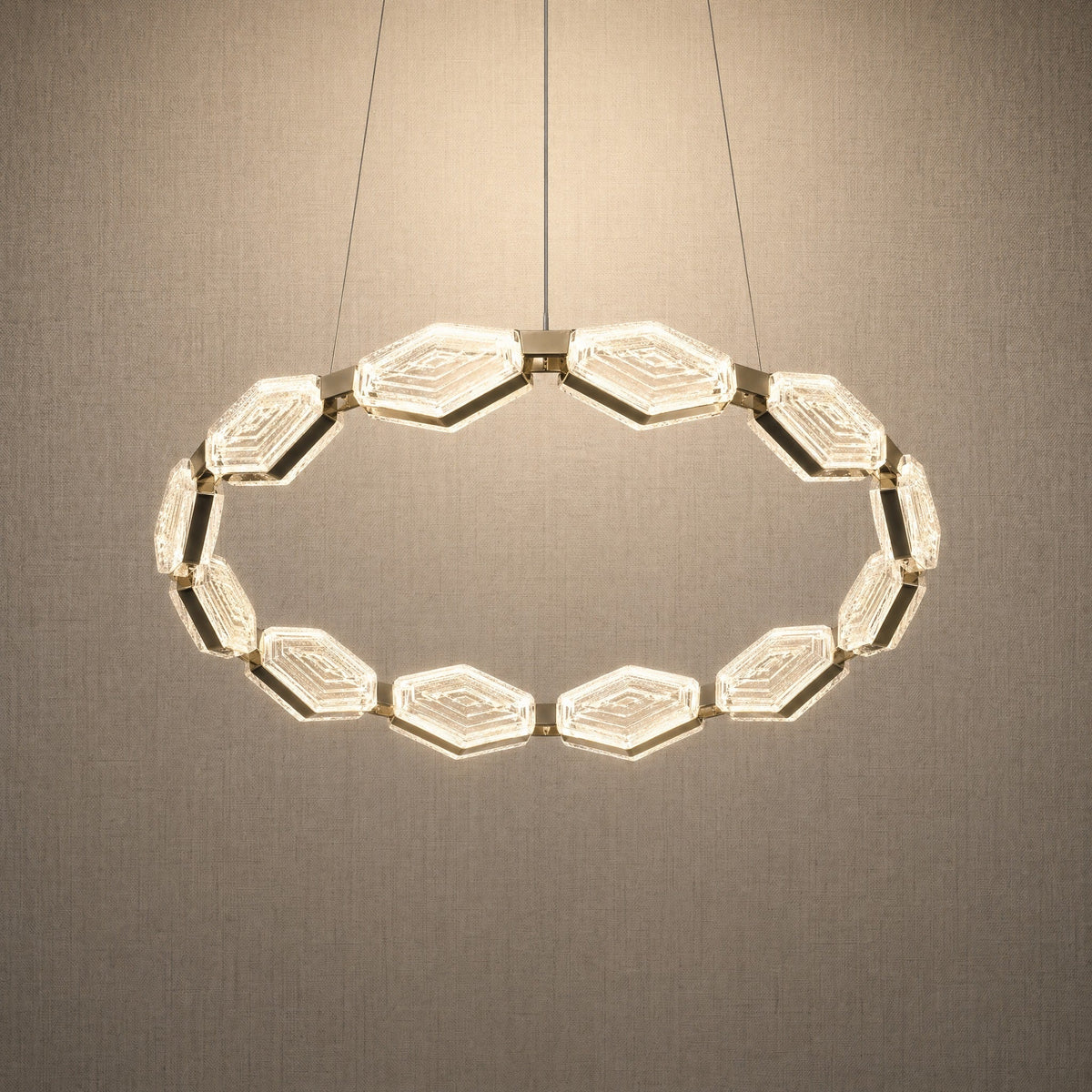 Hexon Foyer Chandelier Contemporary - Ø33.9" × H6.5" (Ø86 cm) – Tawny GlazeBlushlighting