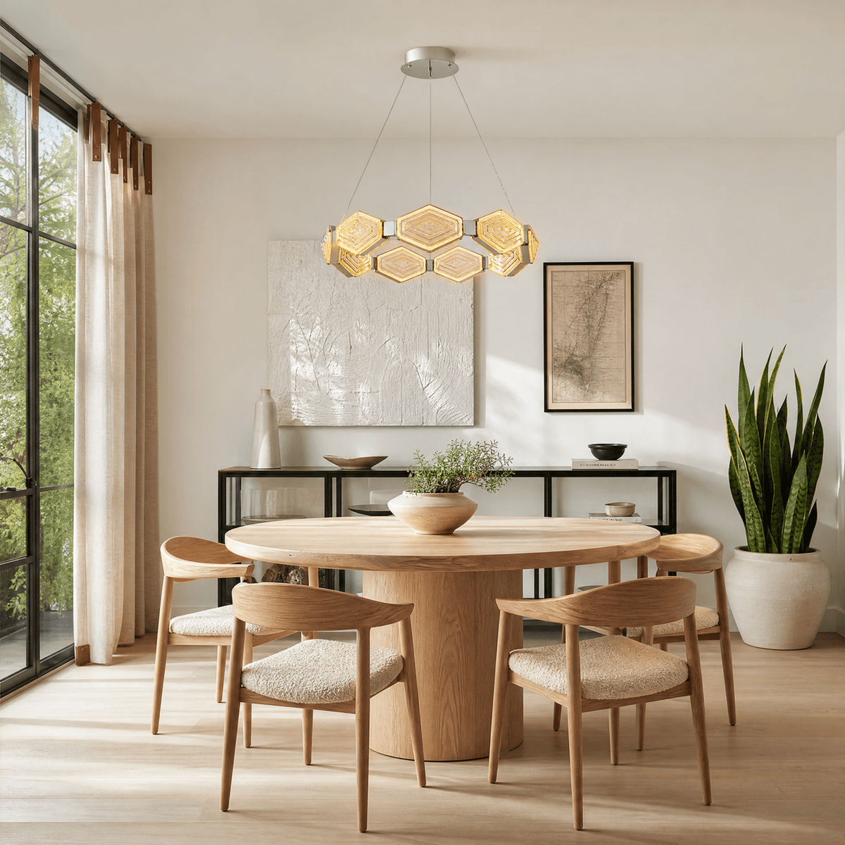 Hexon Foyer Chandelier Contemporary - Ø33.9" × H6.5" (Ø86 cm) – Tawny GlazeBlushlighting