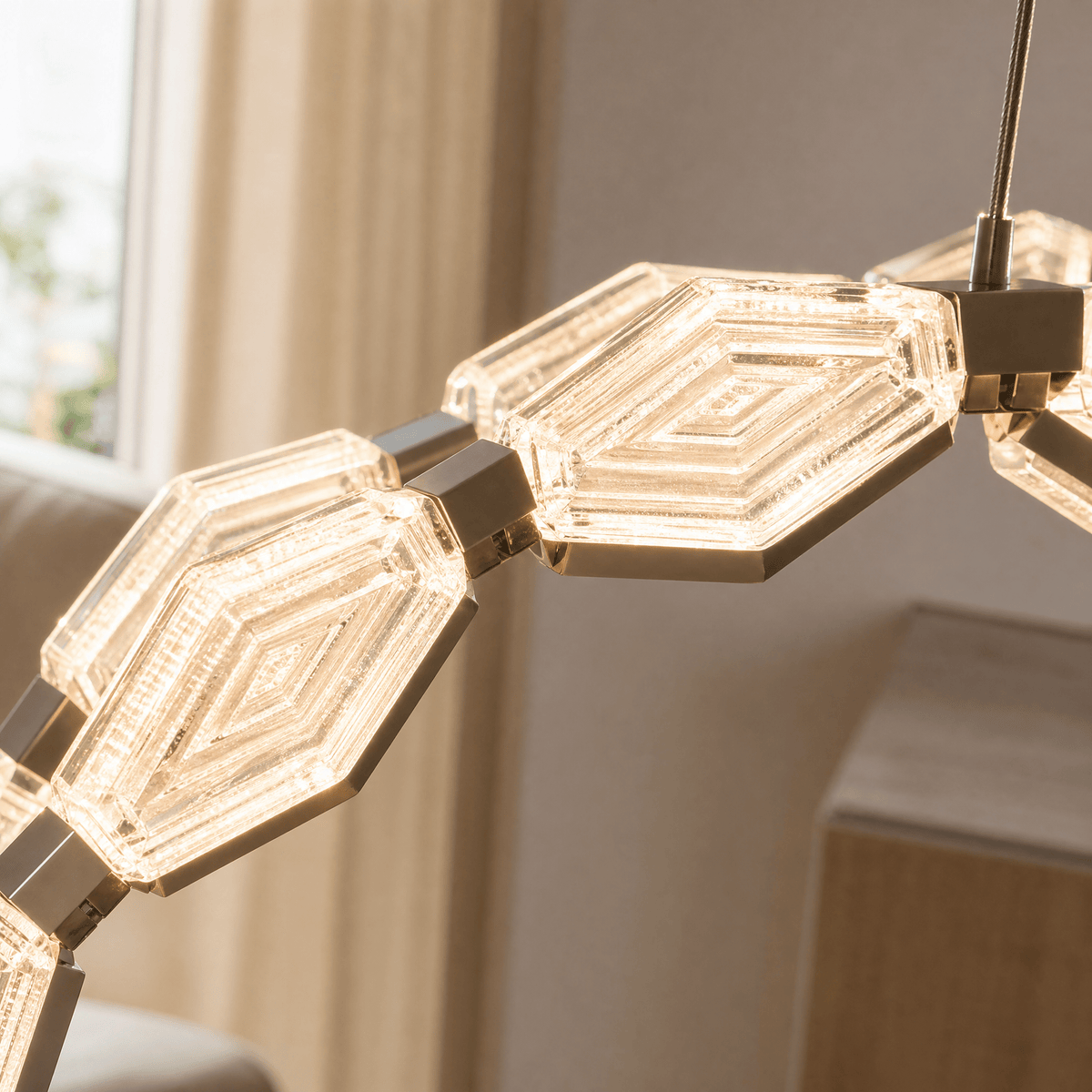 Hexon Foyer Chandelier Contemporary - Ø33.9" × H6.5" (Ø86 cm) – Tawny GlazeBlushlighting