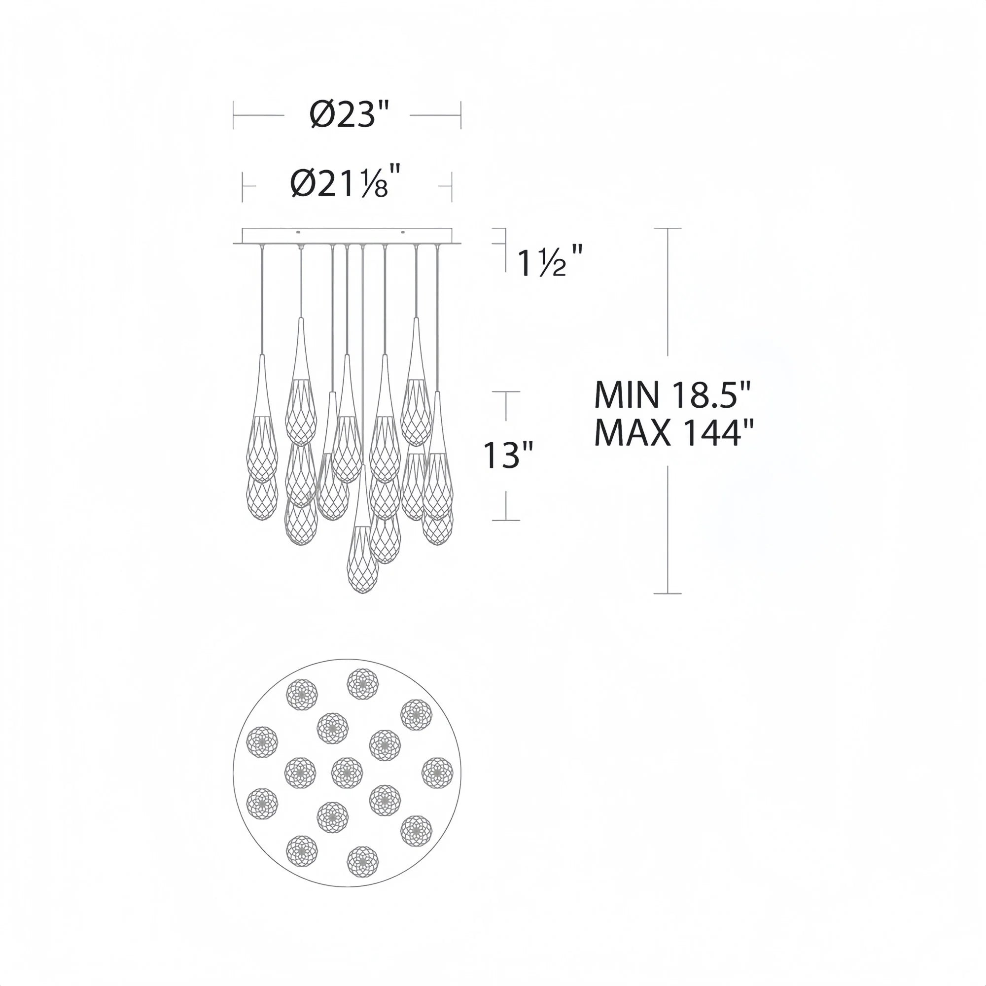 Hibiscus LED Multi Light Pendant Light Round Chandelier - Blushlighting