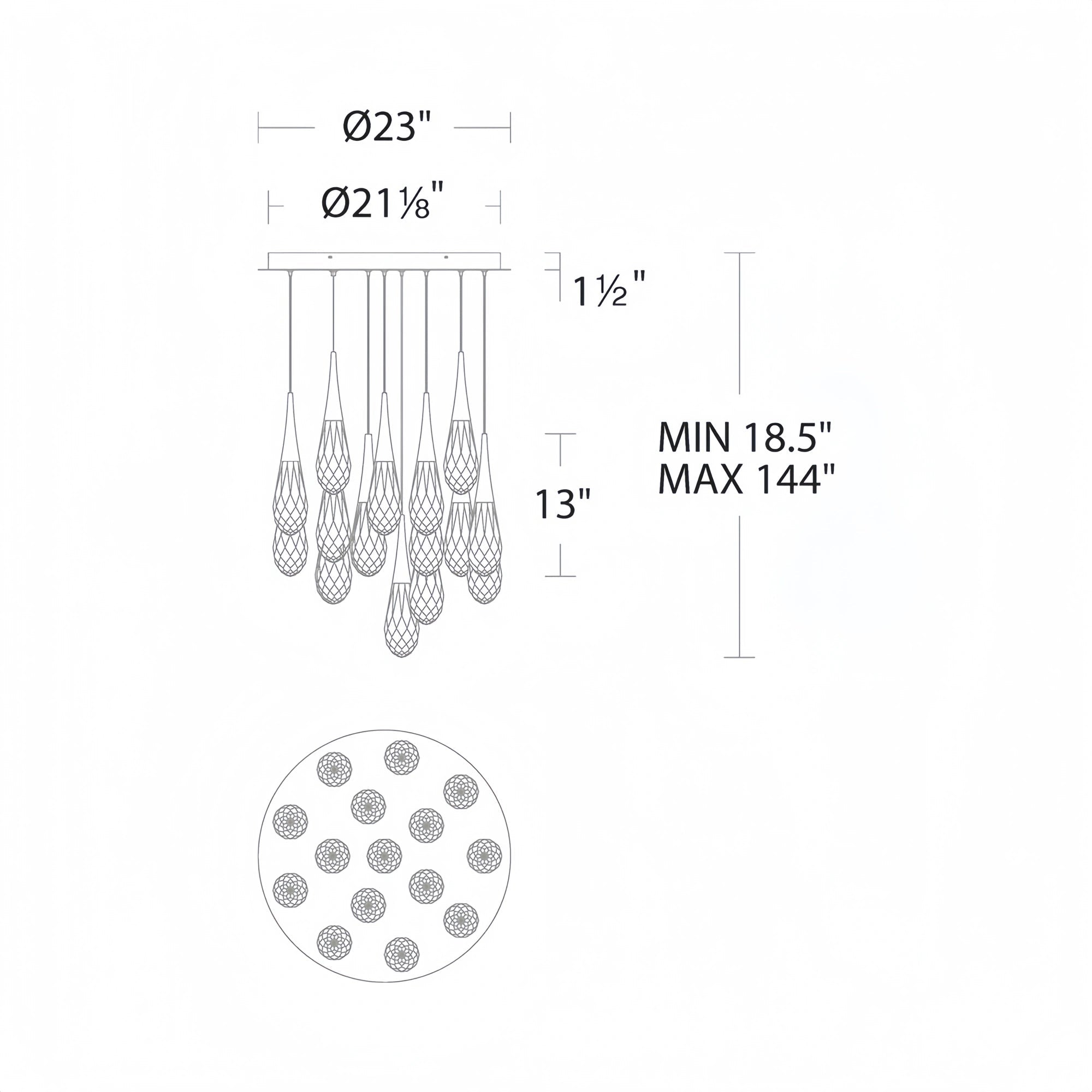 Hibiscus LED Multi Light Pendant Light Round Chandelier - Blushlighting