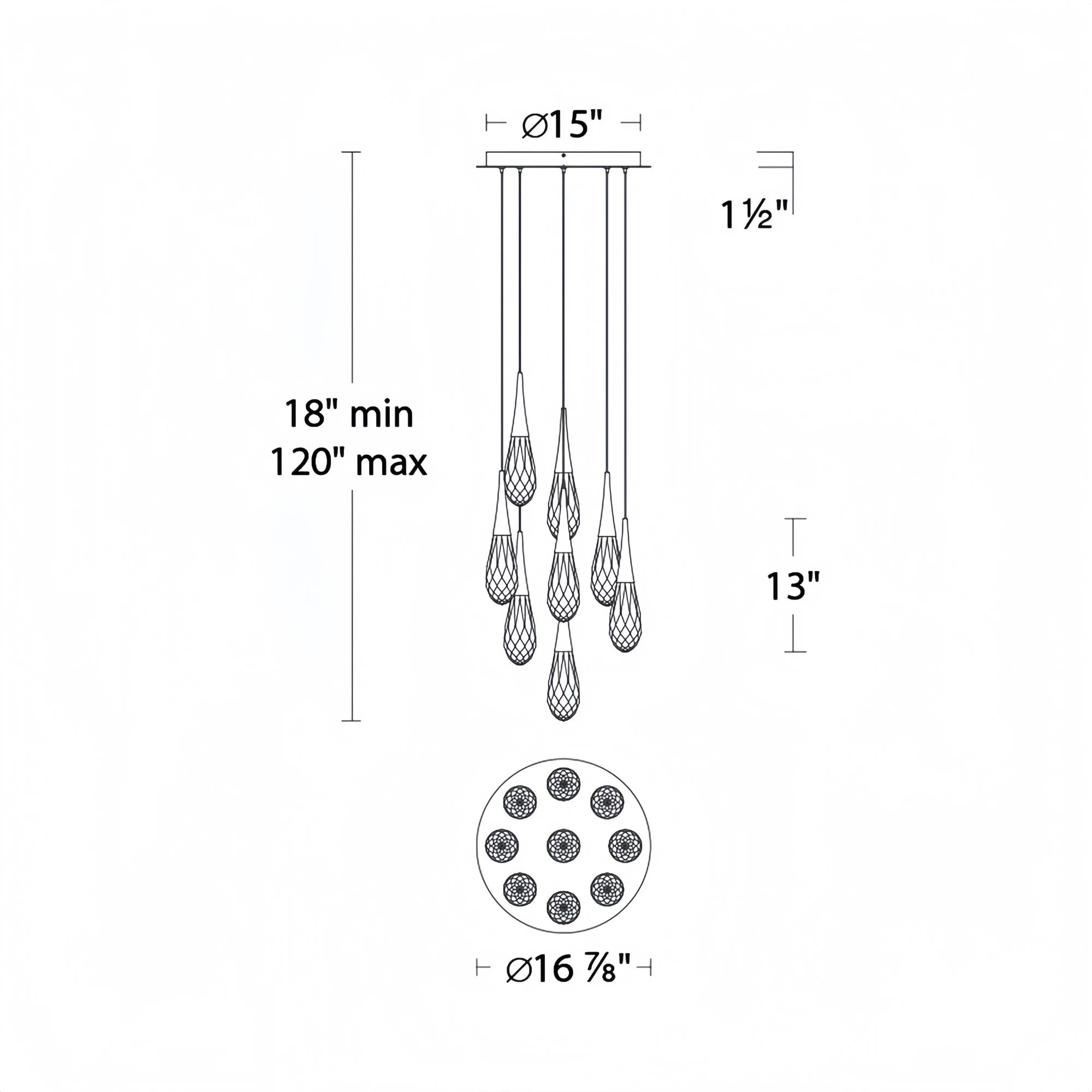 Hibiscus LED Multi Light Pendant Light Round Chandelier - Blushlighting