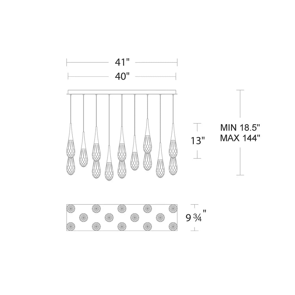 Hibiscus Linear LED Multi Pendant Light - 23 - LightAged BrassBlushlighting