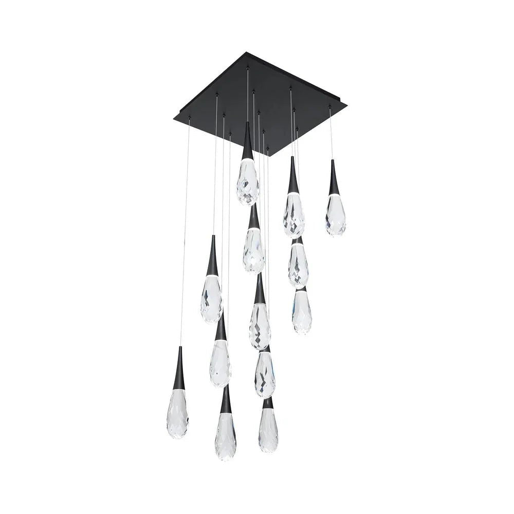 Hibiscus Square LED Multi Pendant Light - 13 - LightAged BrassBlushlighting