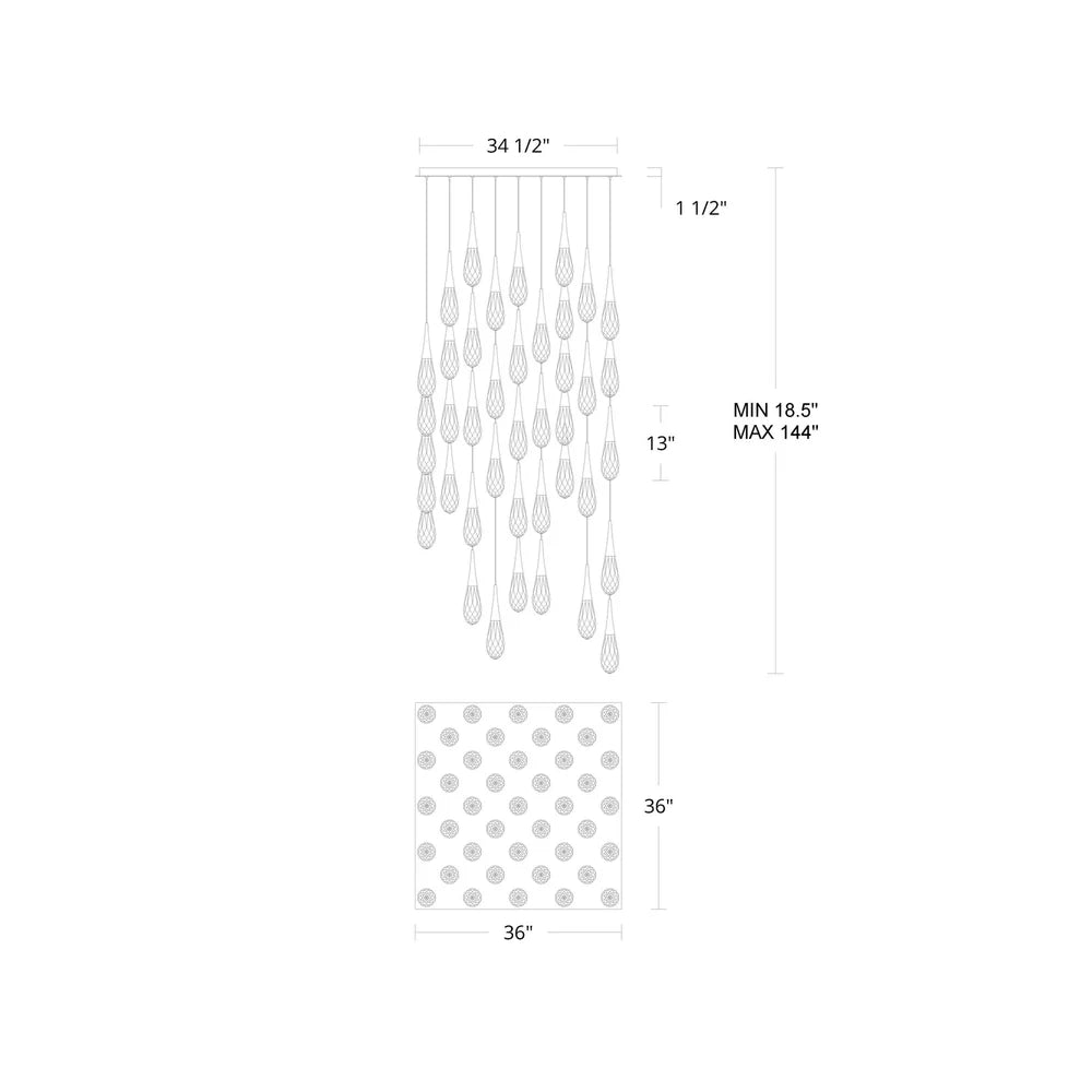 Hibiscus Square LED Multi Pendant Light - Blushlighting