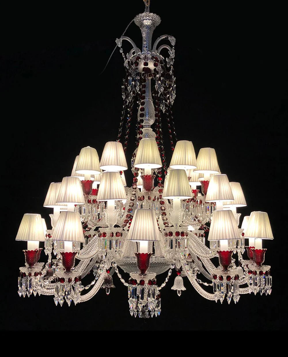 High End Luxtre 36 Lights Clear & Red Zanith Crystal Lighting - Blushlighting