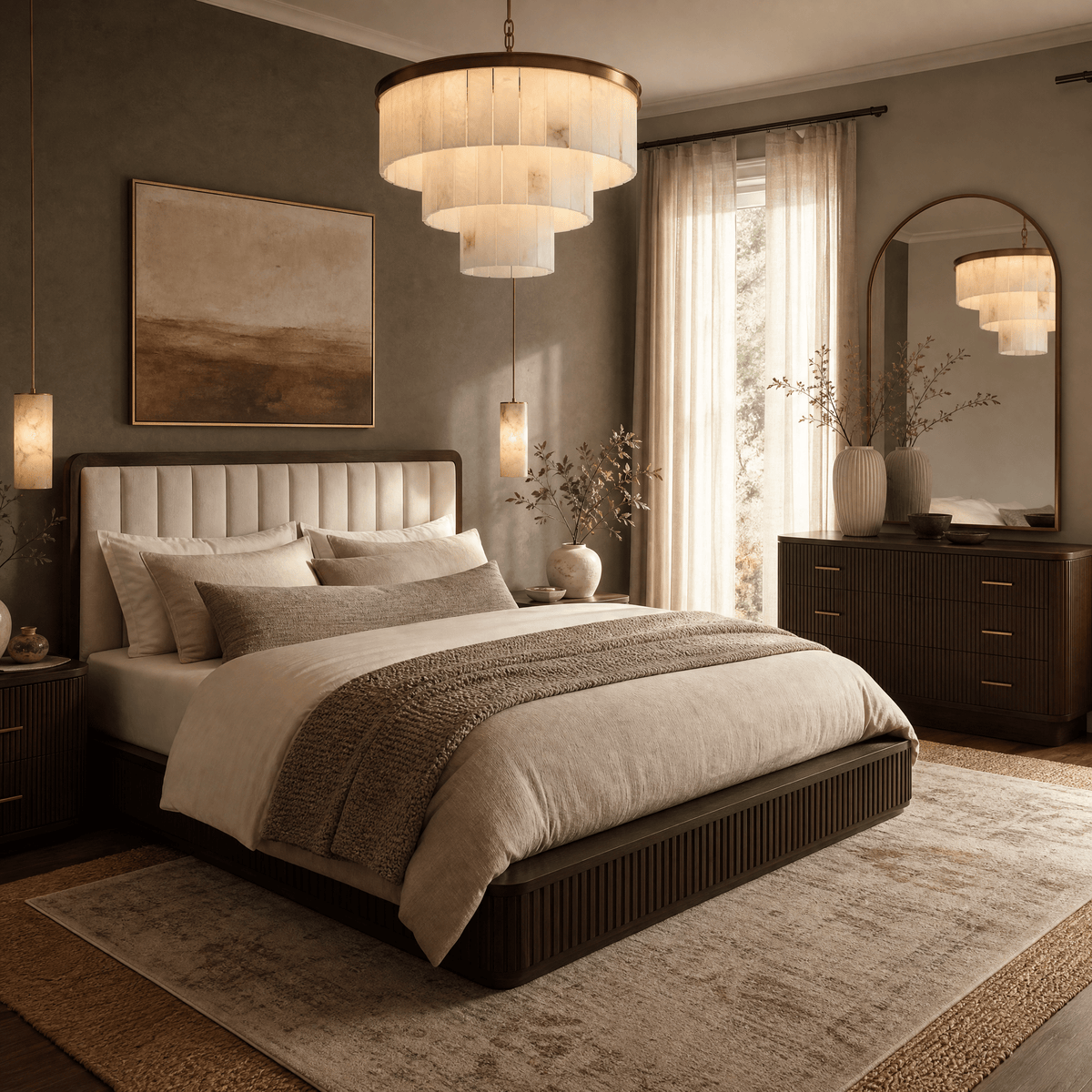 Hollis Modern Alabaster Dining Room Light - D600×H380Blushlighting