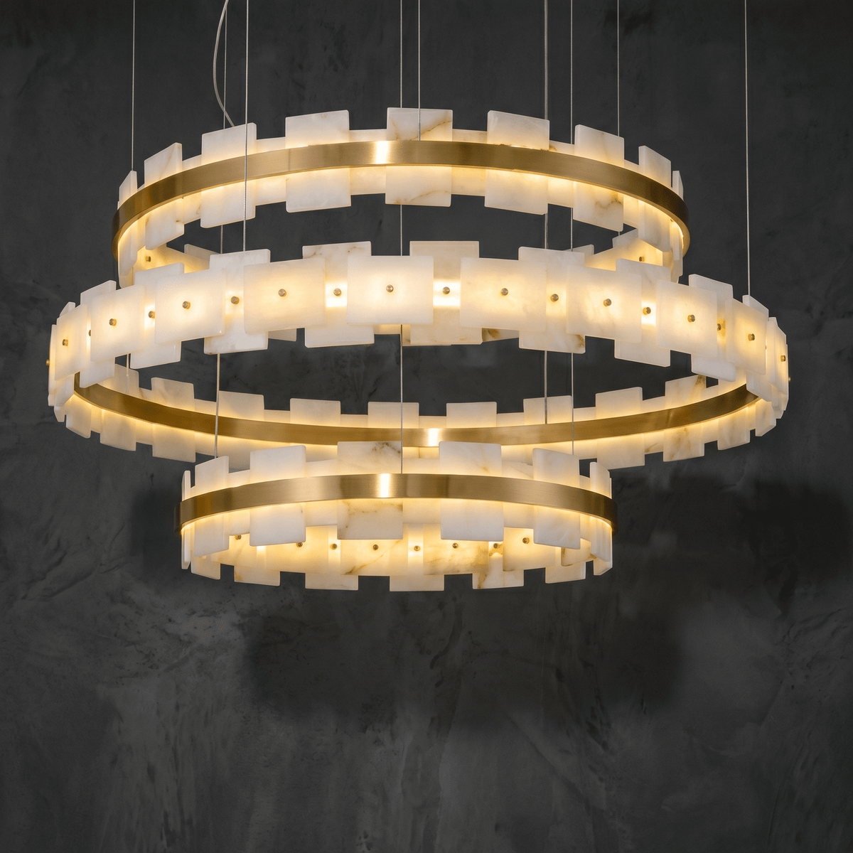 Hollis Modern Alabaster Ring Chandelier - D600×H120Blushlighting