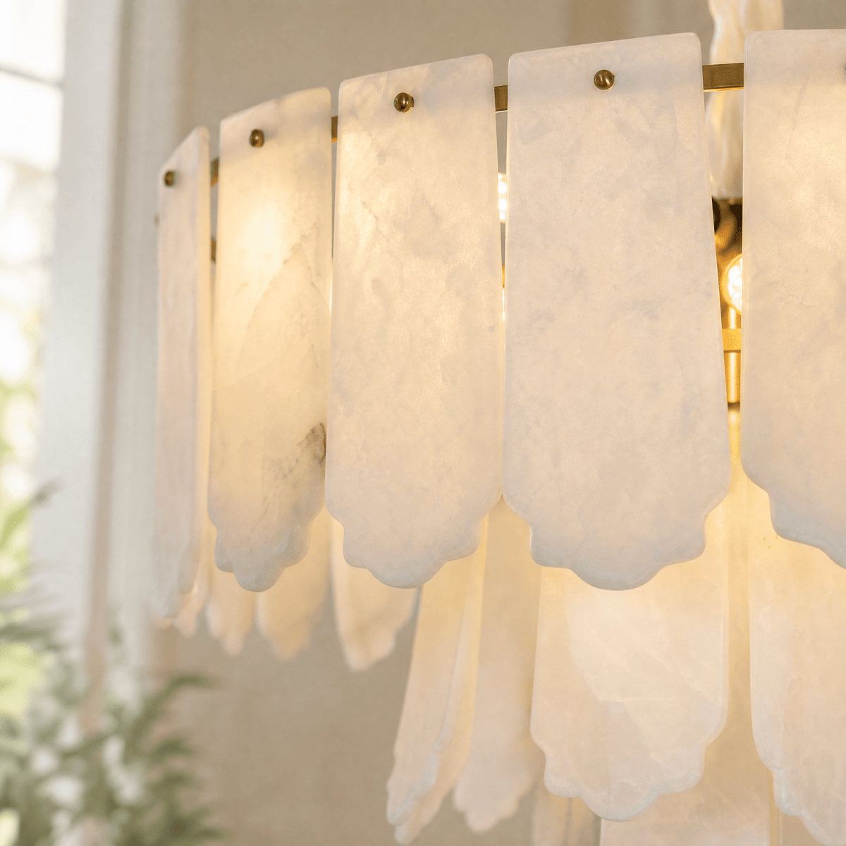 Hollis Modern Alabaster Round Pendant Light - D600×H370Blushlighting