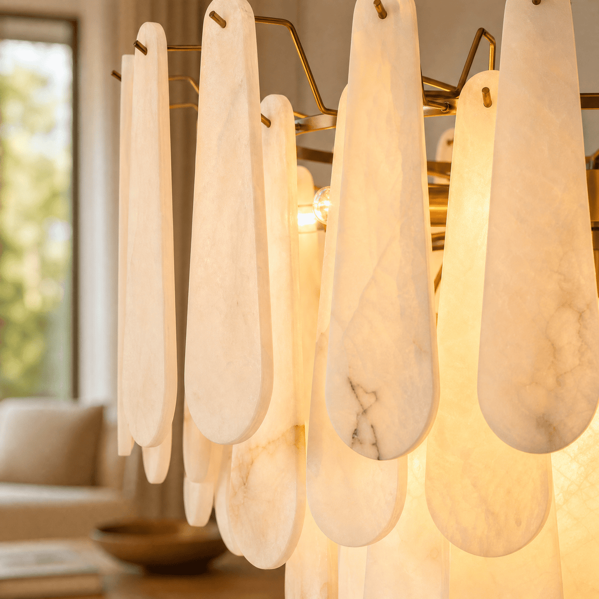 Hollis Modern Alabaster Tiered Chandelier - D550Blushlighting