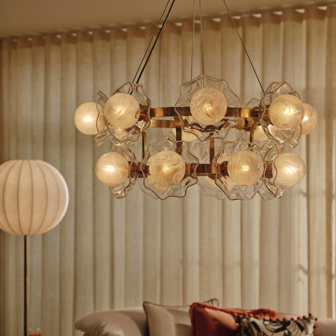 Holly Glass Chandelier 32"W - Blushlighting