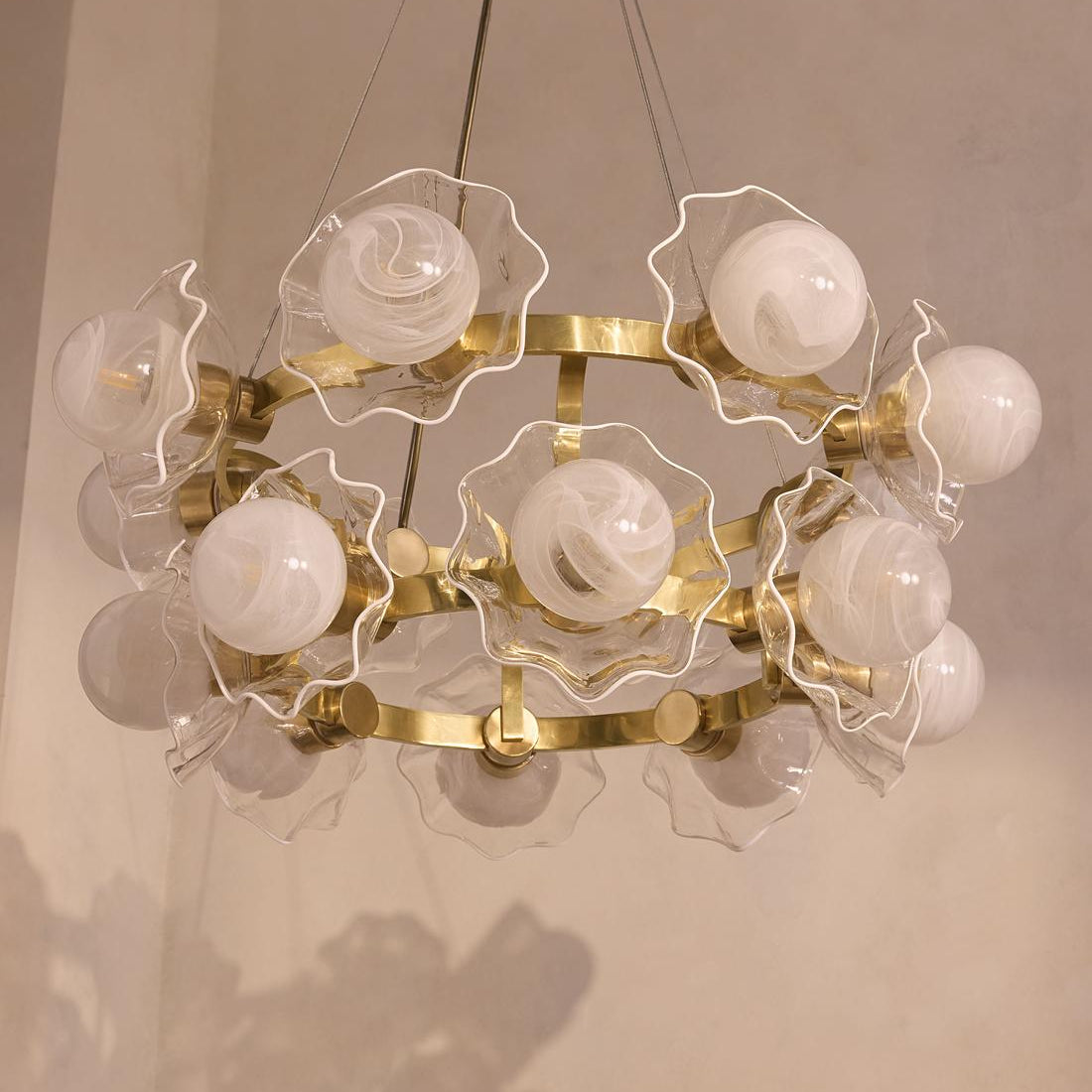 Holly Glass Chandelier 32"W - Blushlighting