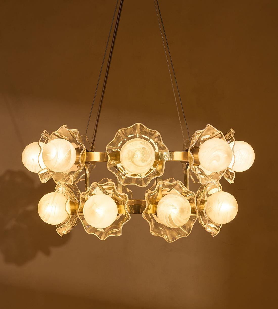 Holly Glass Chandelier 32"W - Blushlighting