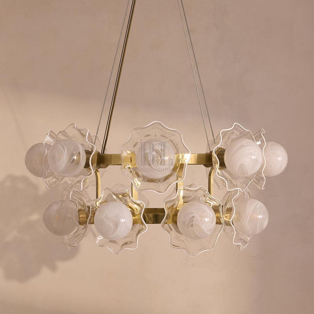 Holly Glass Chandelier 32"W - Blushlighting