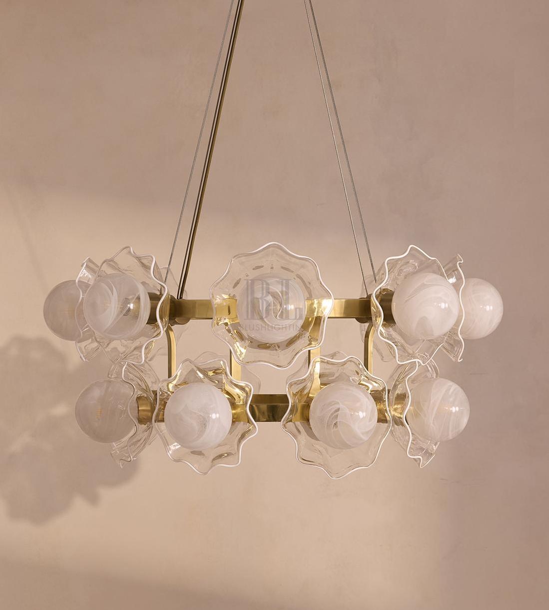 Holly Glass Chandelier 32"W - Blushlighting