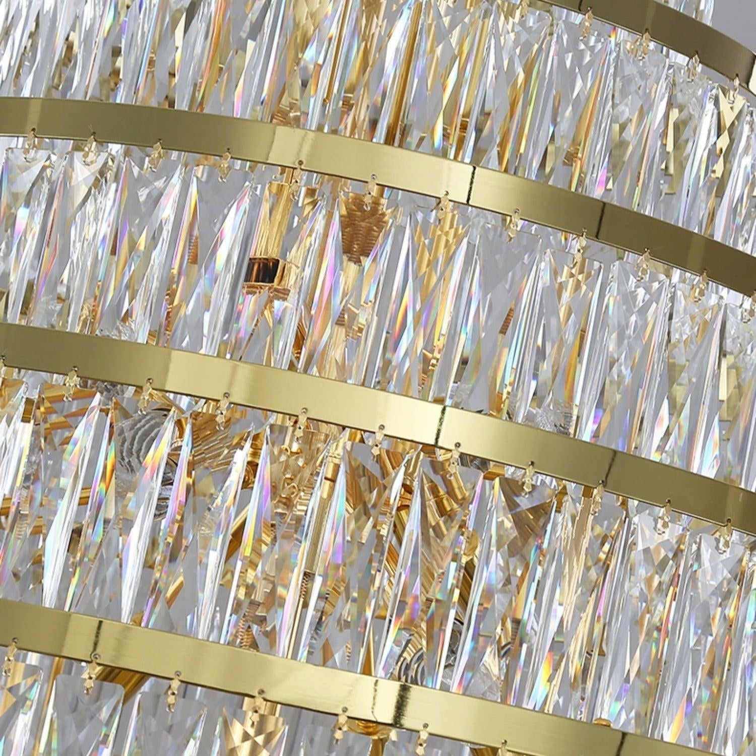 Honeycomb Shaped Ceiling Chandelier Extra Large Crystal Light Fixture For Foyer Staircase/ Entryway In Gold Finish - D59.1"*H86.6"/ 94 LightsBlushlighting