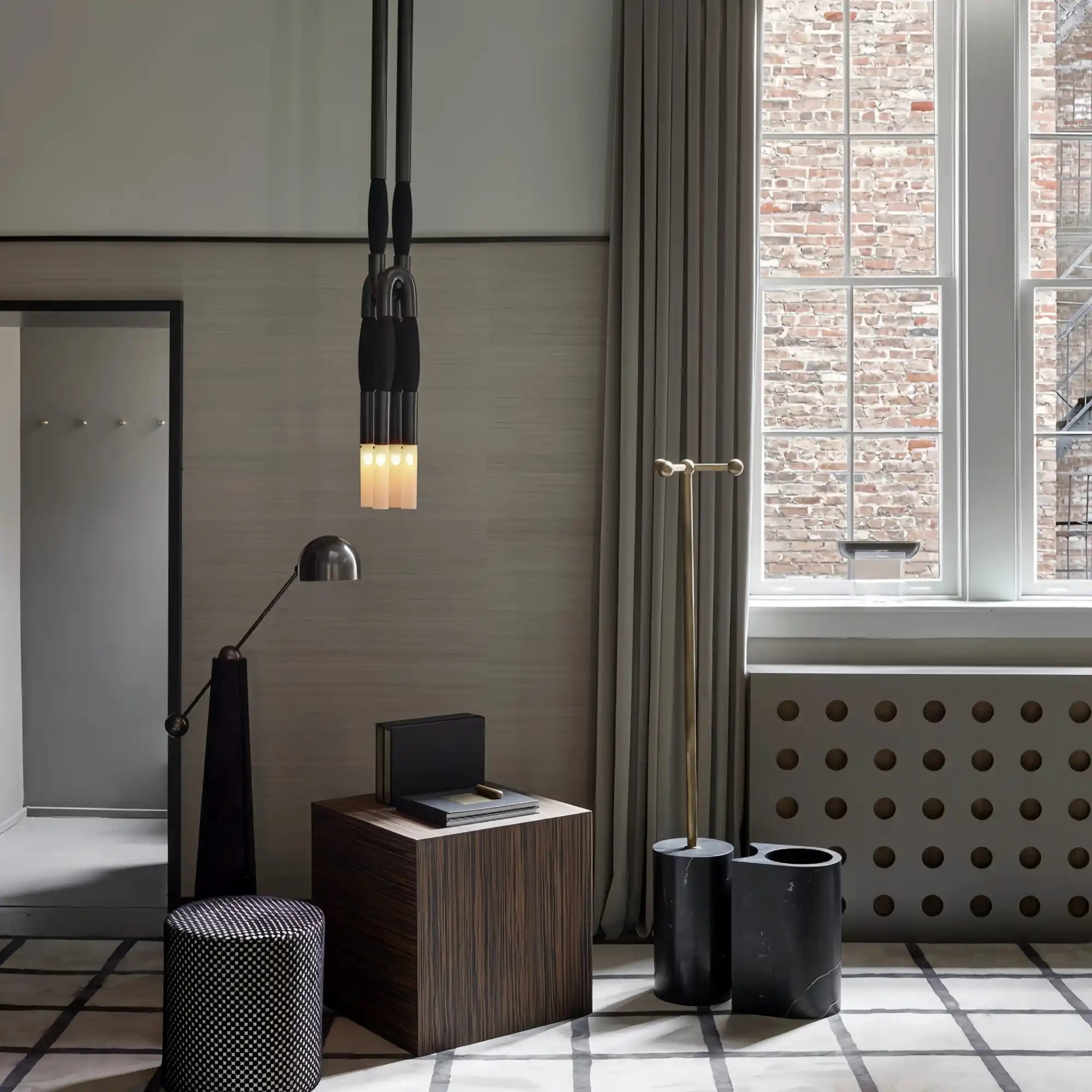 Horsehair Pendant Light - BLACKENED BRASSPALOMINOBlushlighting