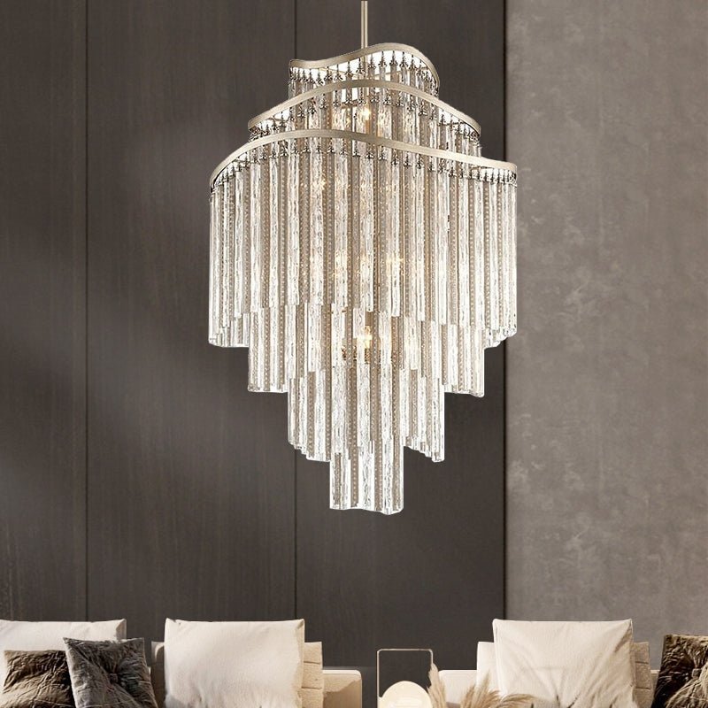 Huge Post-modern Hollow Glass Tube Tassel Chandelier for Living Room/Foyer/Villa/Stairs - D25.6"*H39.4"Warm LightBlushlighting