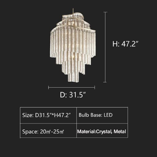 Huge Post-modern Hollow Glass Tube Tassel Chandelier for Living Room/Foyer/Villa/Stairs - D25.6"*H39.4"Warm LightBlushlighting
