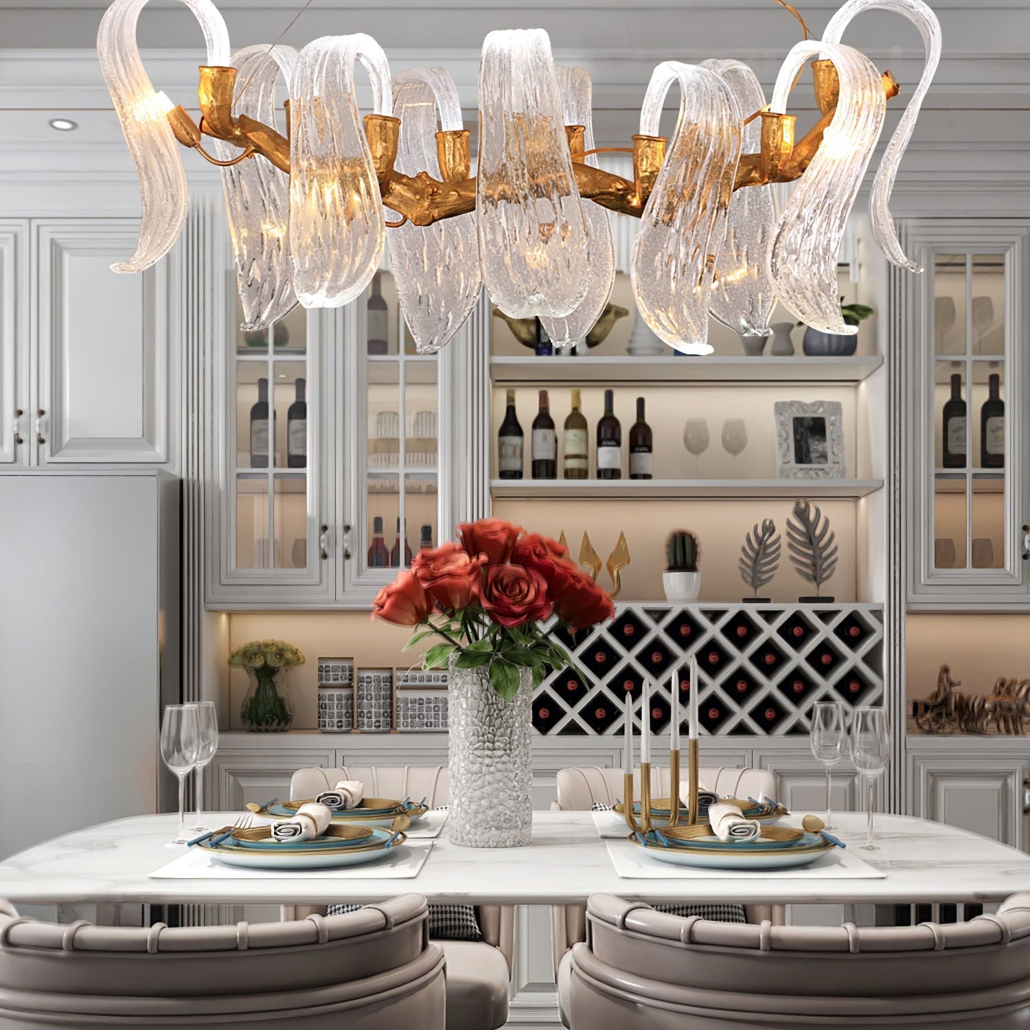 Icarus Wings Horizontal Branch Chandelier - L 39.4″ x W 15.7″ x H 15.7″ / L 100cm x W 40cm x H 40cmBlushlighting