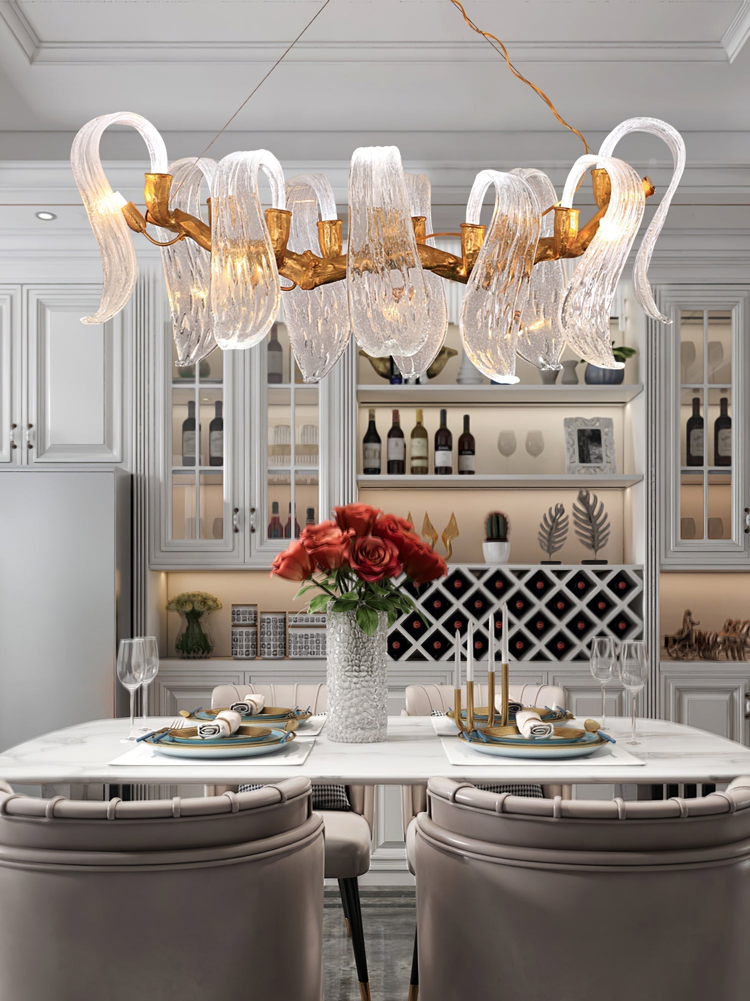 Icarus Wings Horizontal Branch Chandelier - L 39.4″ x W 15.7″ x H 15.7″ / L 100cm x W 40cm x H 40cmBlushlighting