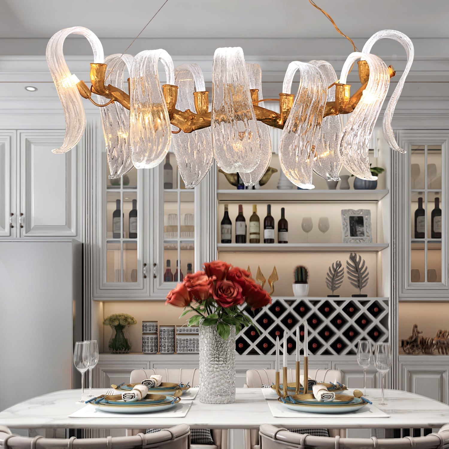 Icarus Wings Horizontal Branch Chandelier - L 39.4″ x W 15.7″ x H 15.7″ / L 100cm x W 40cm x H 40cmBlushlighting