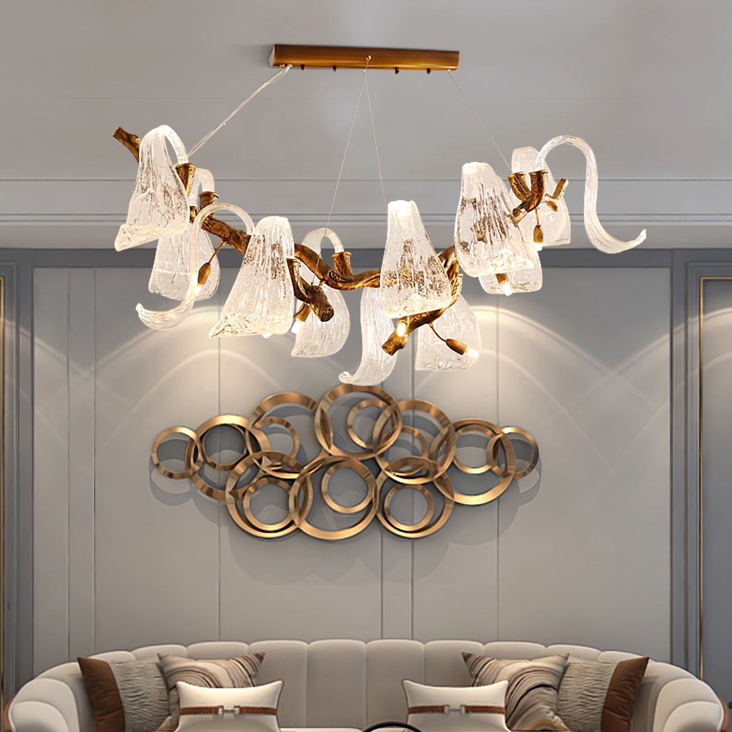 Icarus Wings Horizontal Branch Chandelier - L 39.4″ x W 15.7″ x H 15.7″ / L 100cm x W 40cm x H 40cmBlushlighting