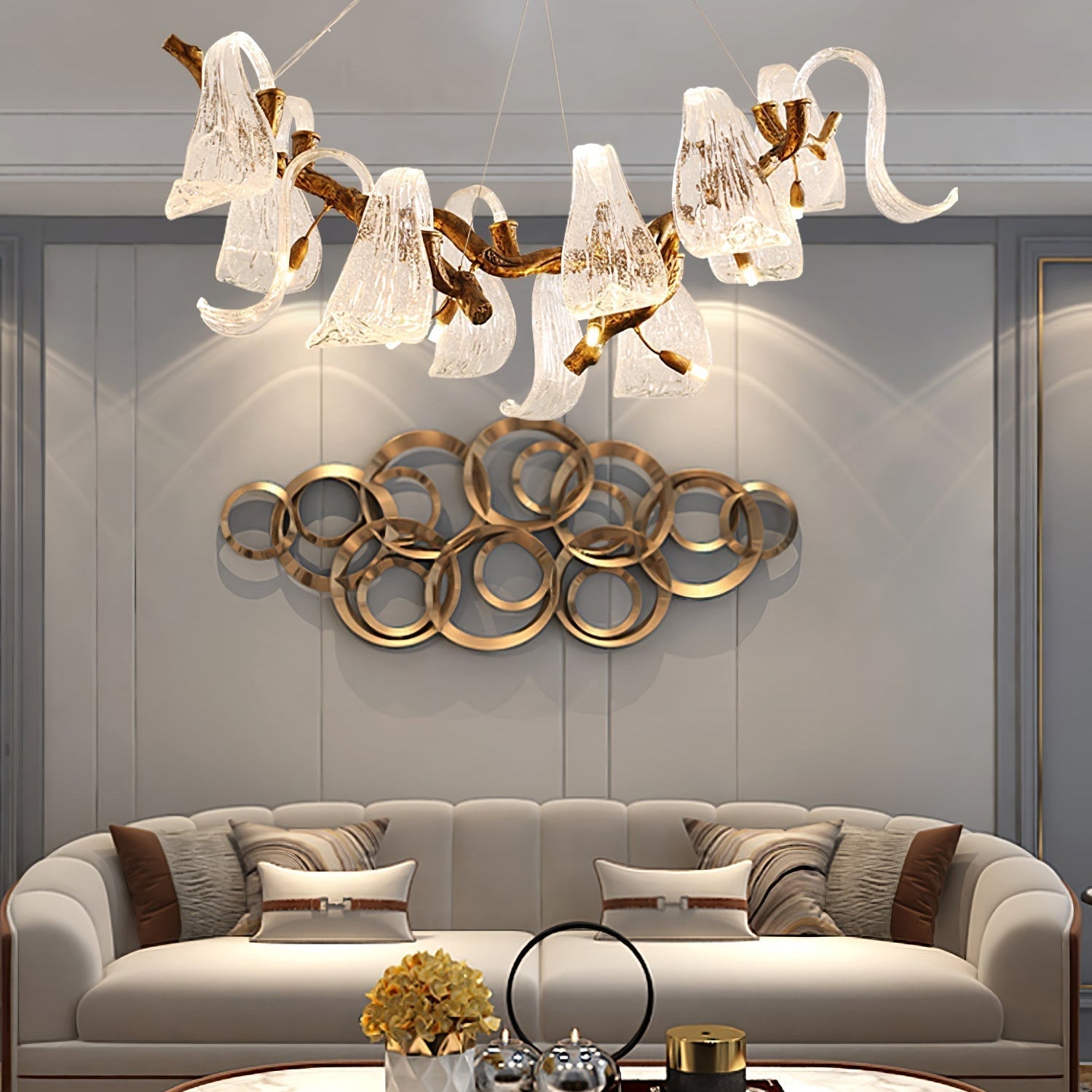Icarus Wings Horizontal Branch Chandelier - L 39.4″ x W 15.7″ x H 15.7″ / L 100cm x W 40cm x H 40cmBlushlighting
