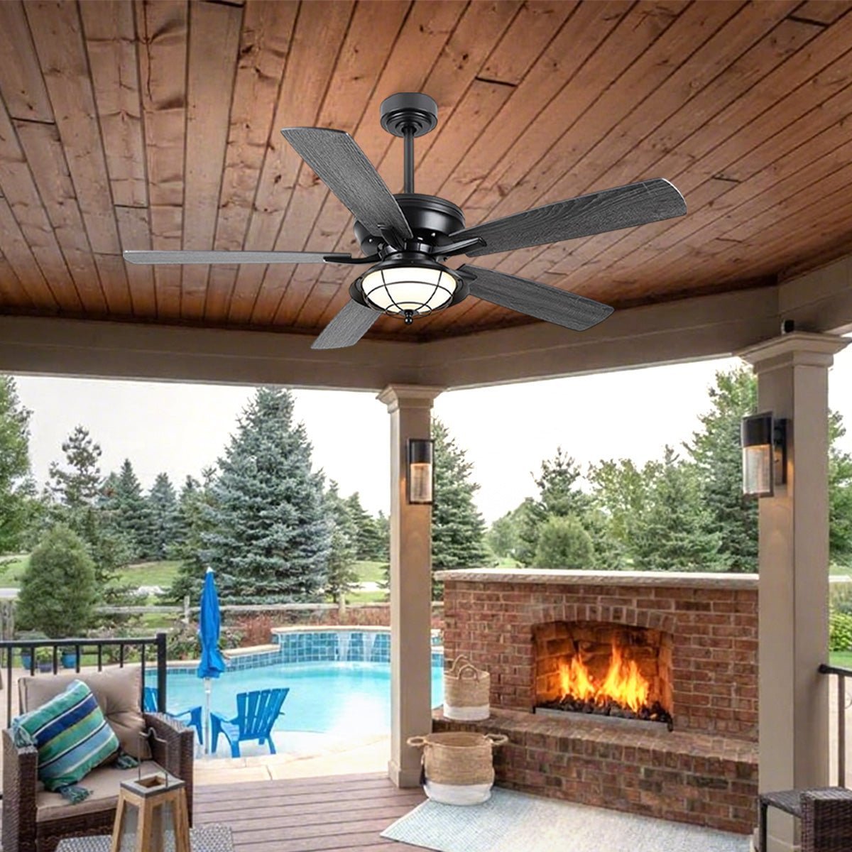 Indoor/Outdoor Ceiling Fans Farmhouse Modern Style 52" - Blushlighting