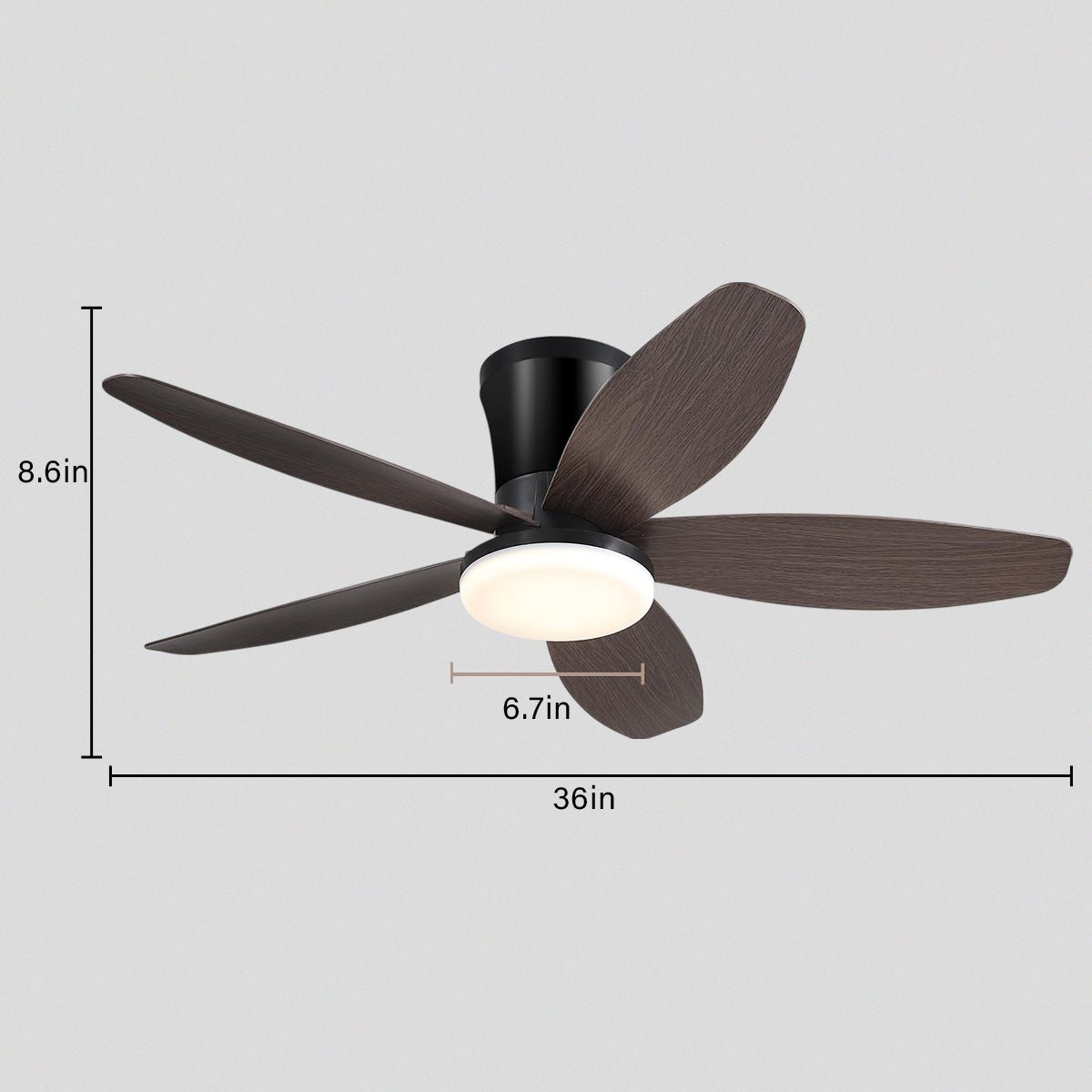 Indoor/Outdoor Recessed Black Ceiling Fan Light - Black36"Blushlighting